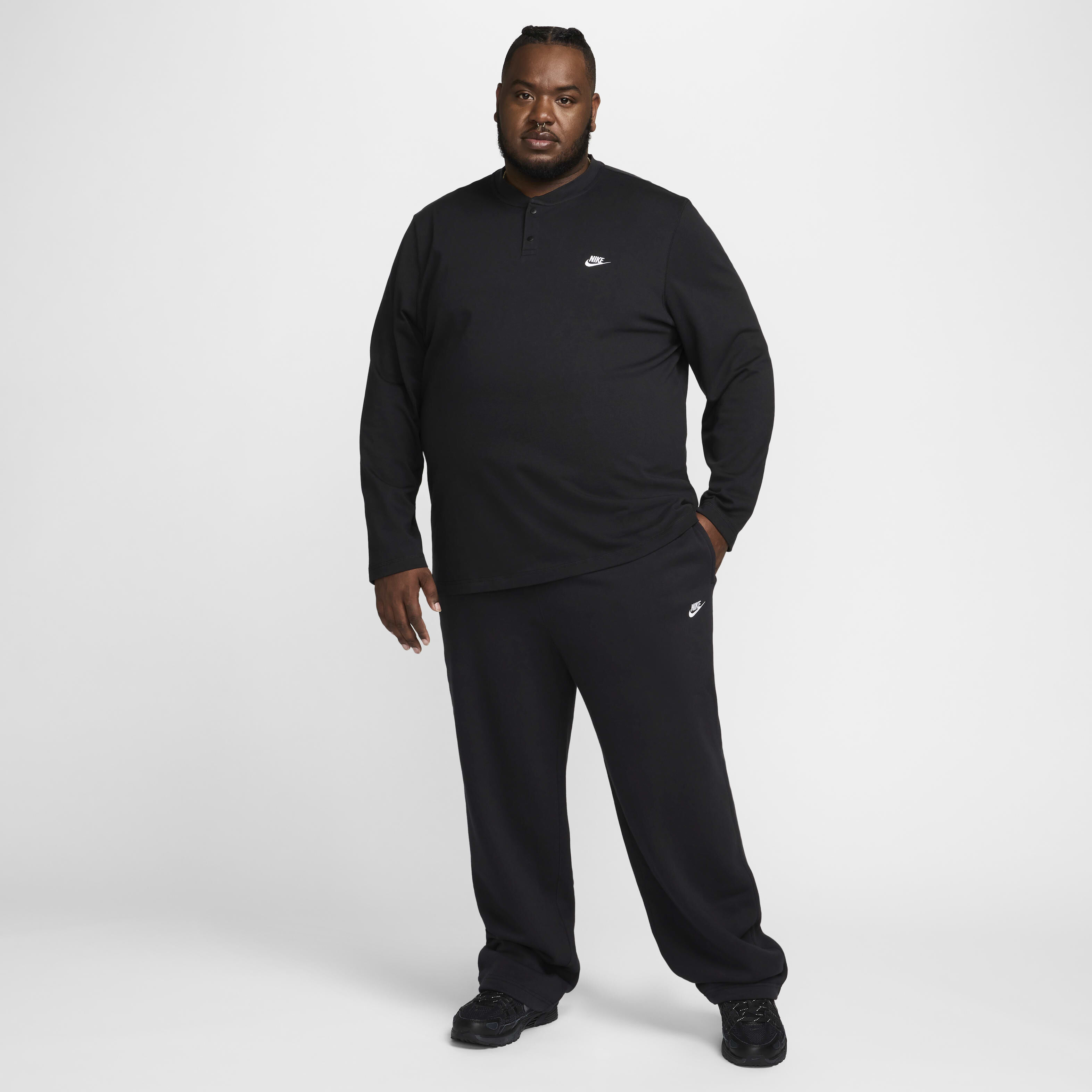Buy Nike Club Men's Fleece Bungee Trousers - Black/Black