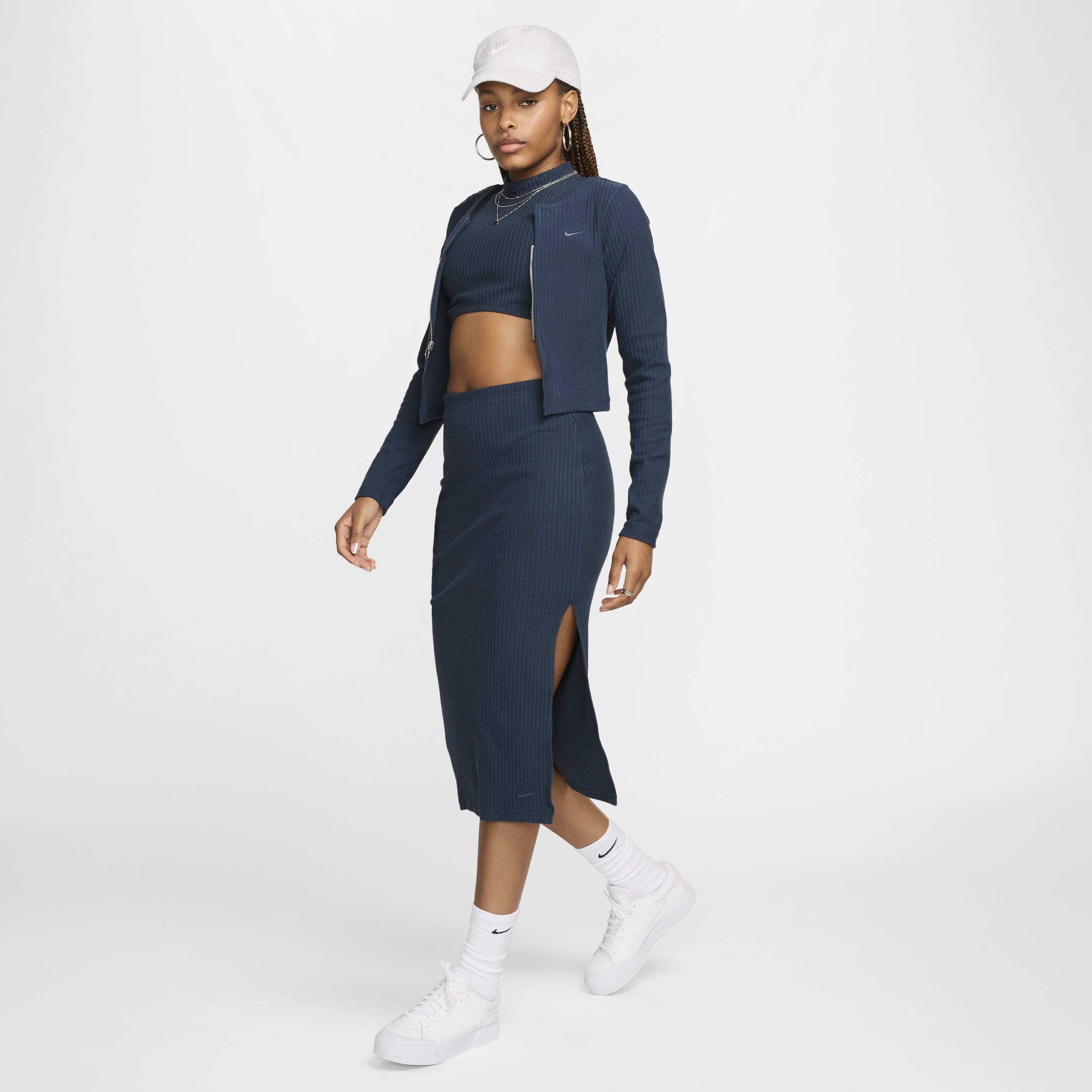Buy Nike Sportswear Chill Rib Women s Slim Midi Skirt Nike Saudi Official
