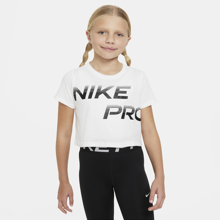 Buy Nike Pro Older Kids' (Girls') Dri-FIT Cropped T-Shirt White
