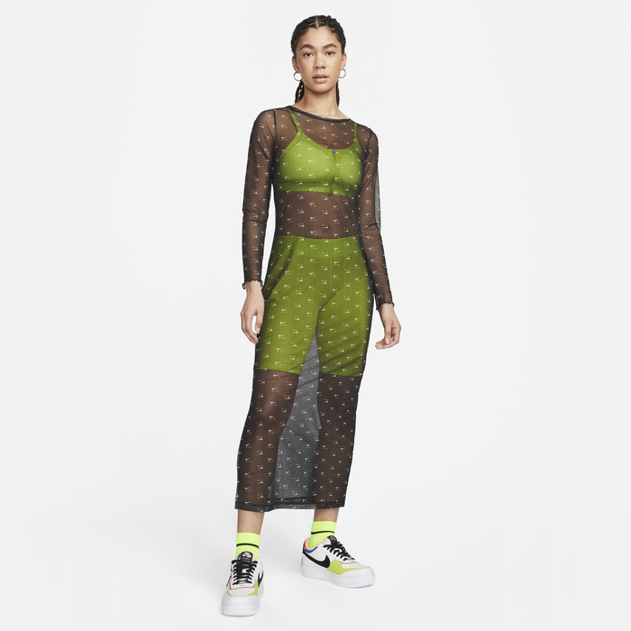 Buy Nike Air Women's Printed Mesh Long-sleeve Dress Black Nike