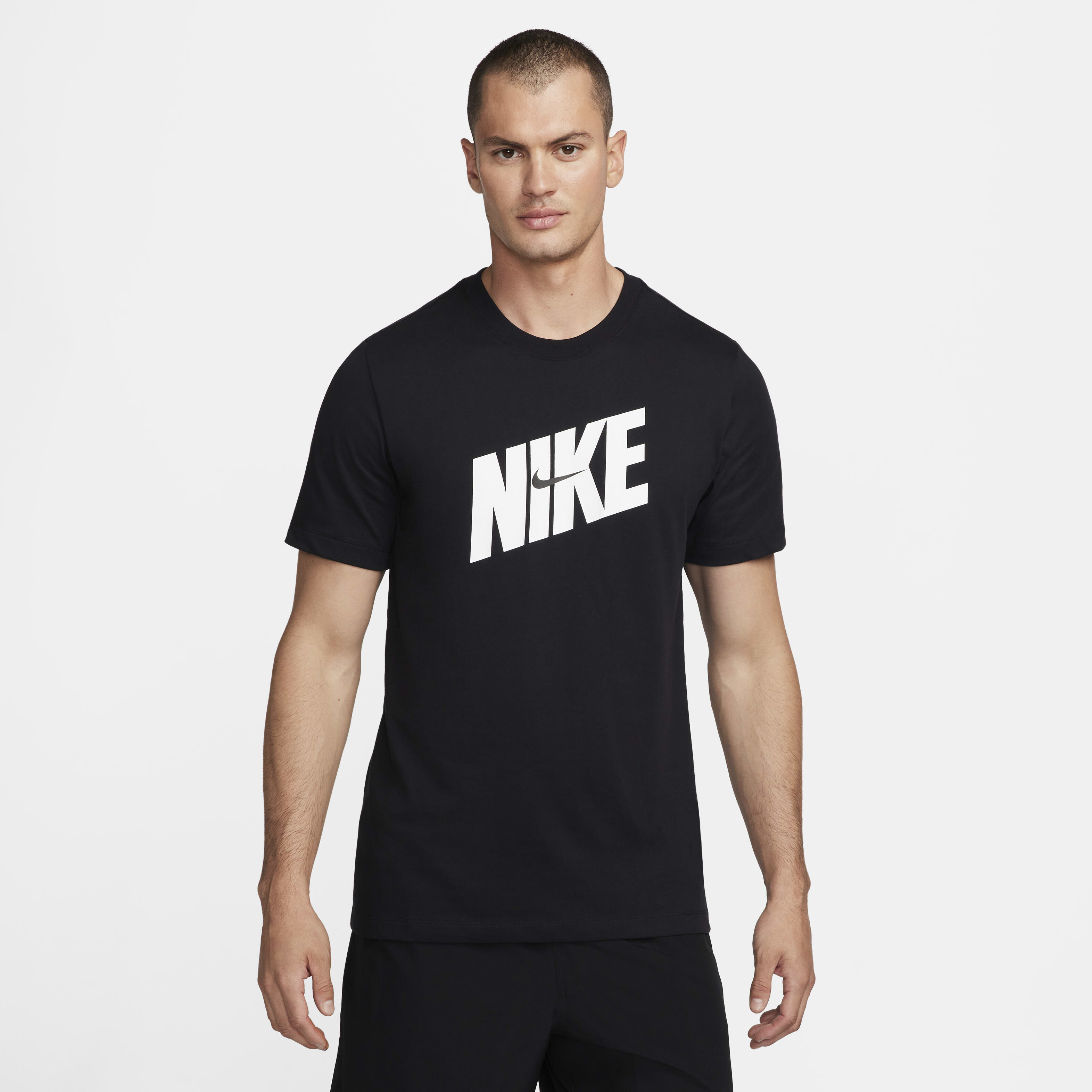 Buy Nike Men s Dri FIT Fitness T Shirt Black Nike Saudi Official