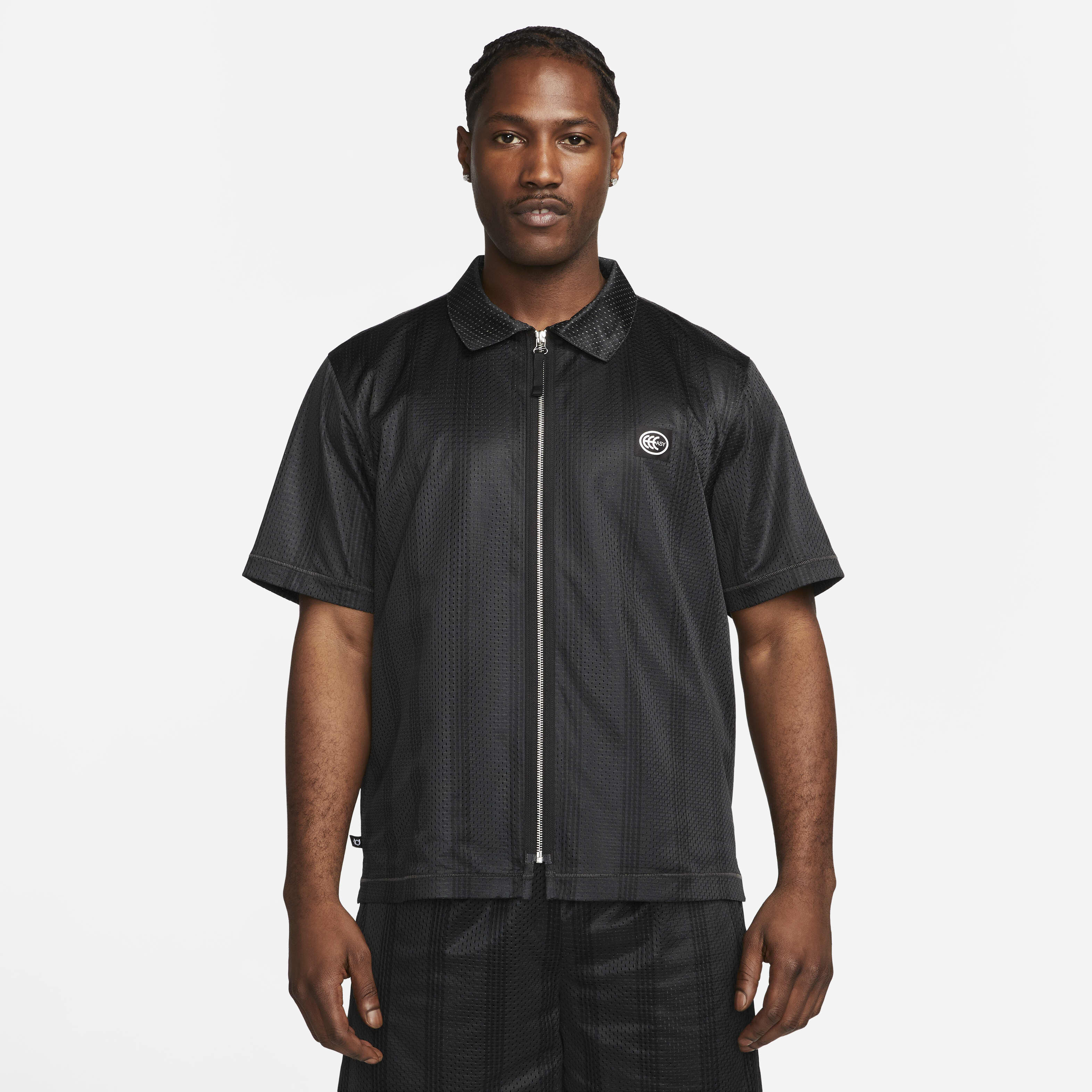 Buy Kevin Durant Men s Full zip Short sleeve Basketball Top Dark Smoke Grey Black White Nike Saudi Official