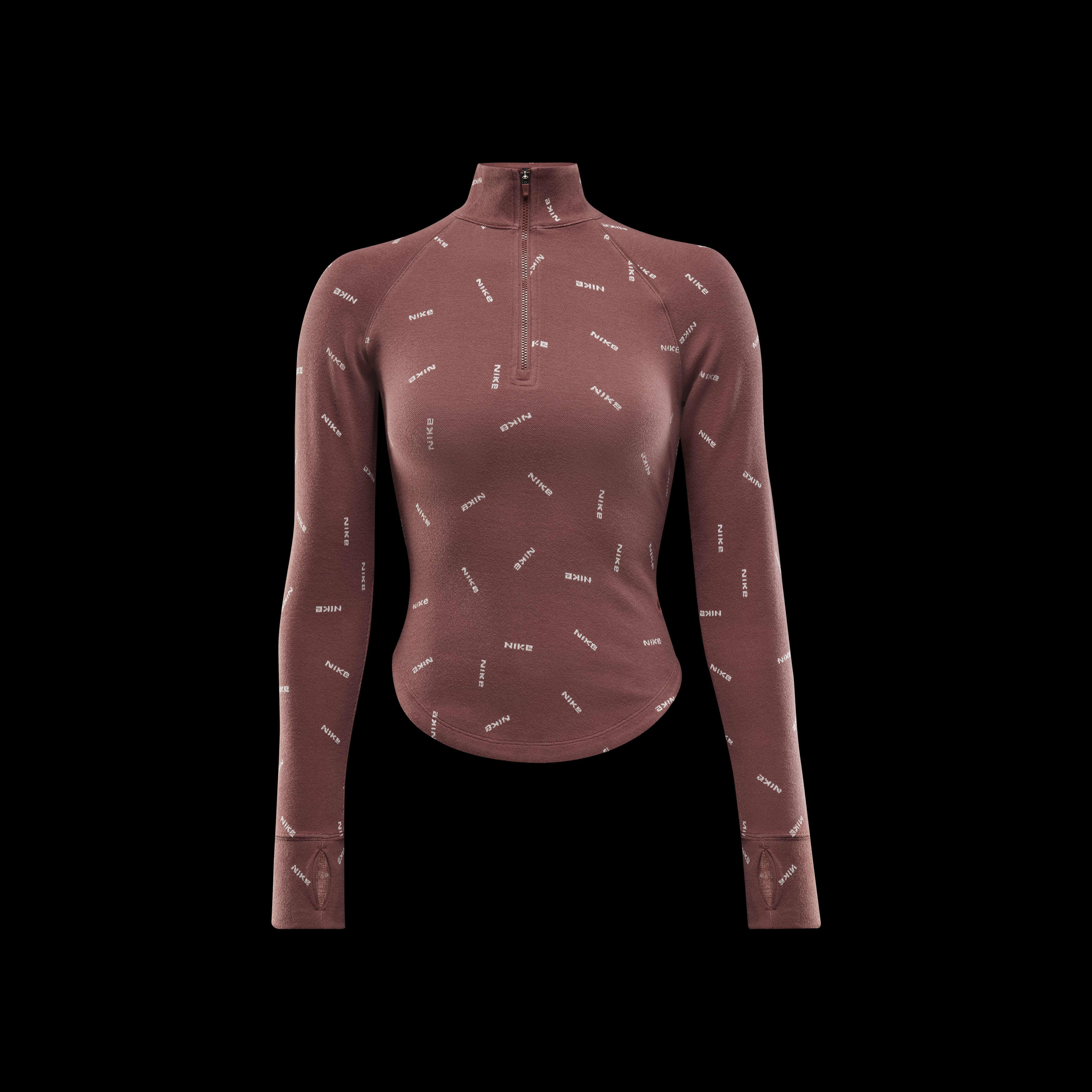 Buy Nike Sportswear Collection Women's Slim 1/2-Zip Long-Sleeve Logo Top -  Red Sepia/Light Orewood Brown/Red Sepia | Nike Saudi Official