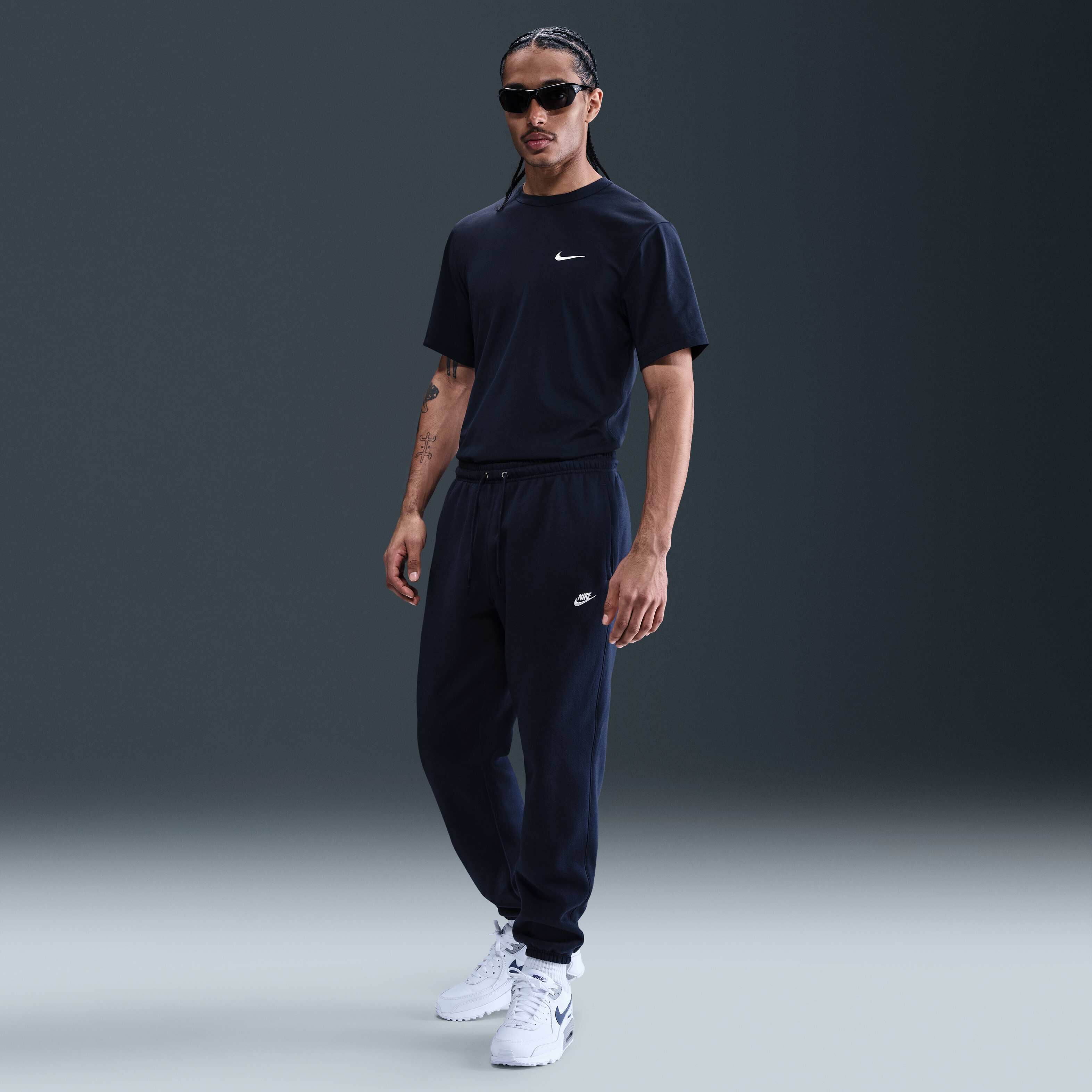 Buy Nike Club Men's Cuffed Brushed Fleece Trousers - Obsidian