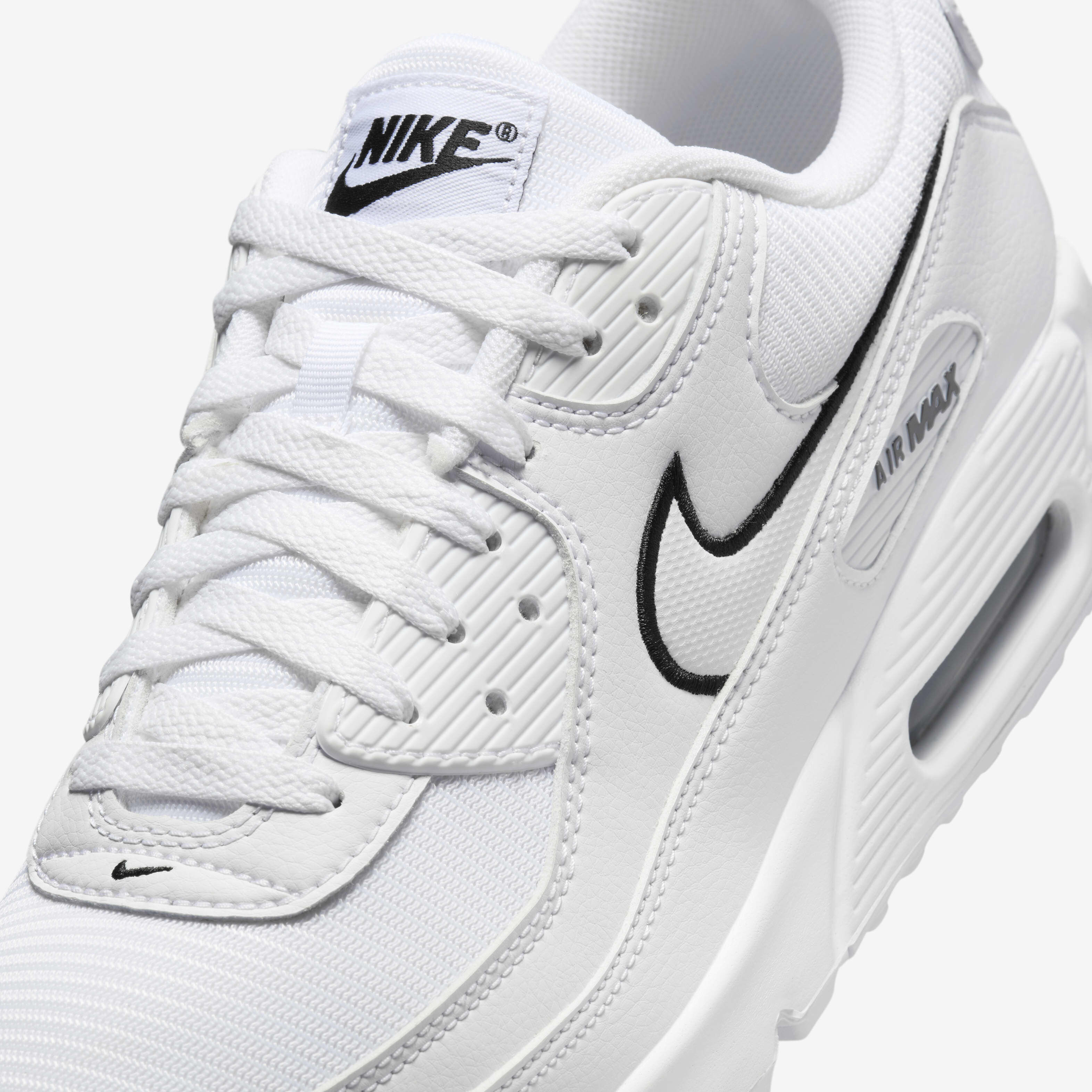 White nike air max trainers with black tick on sale