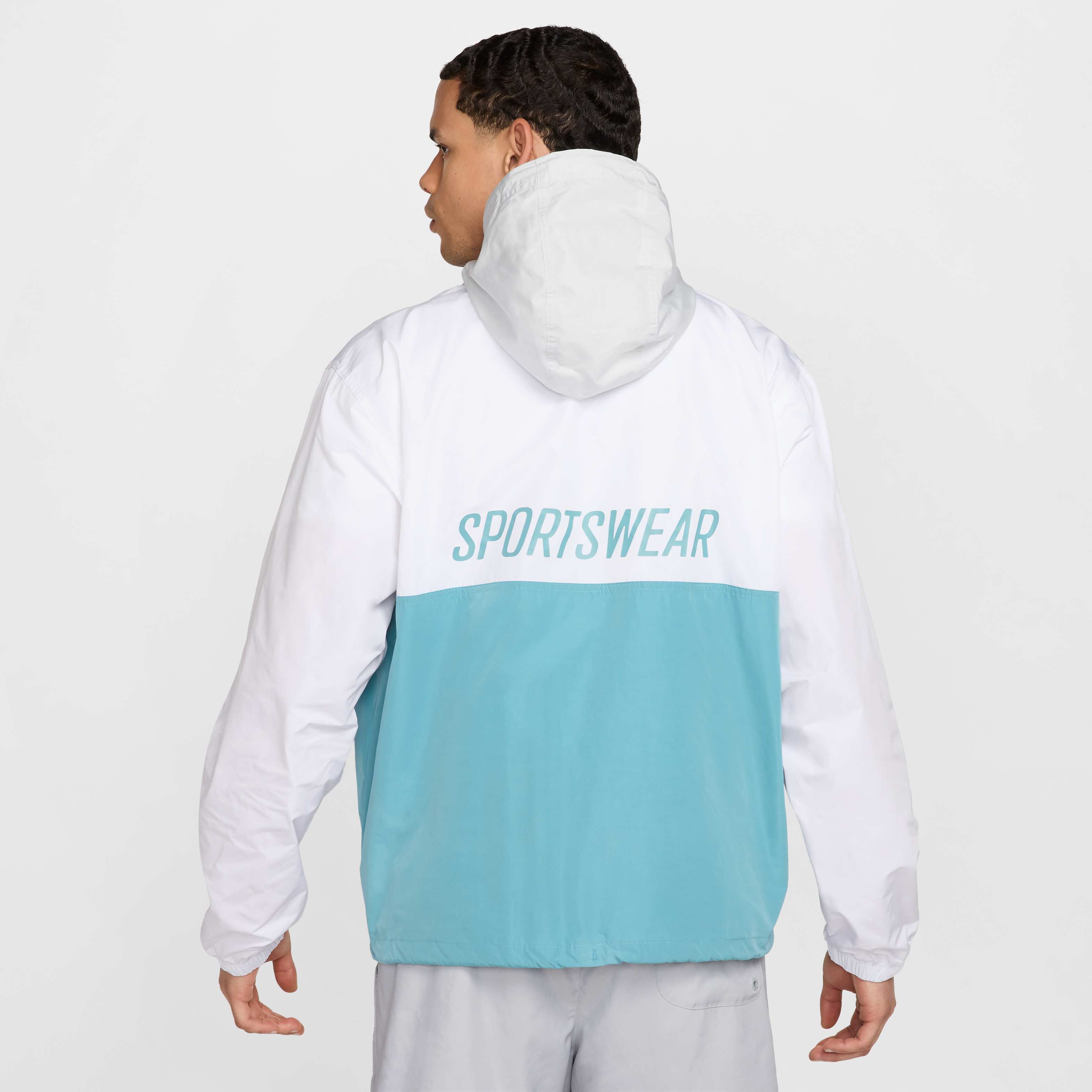 Buy Nike Club Men's Marina Pullover Anorak - White/Denim