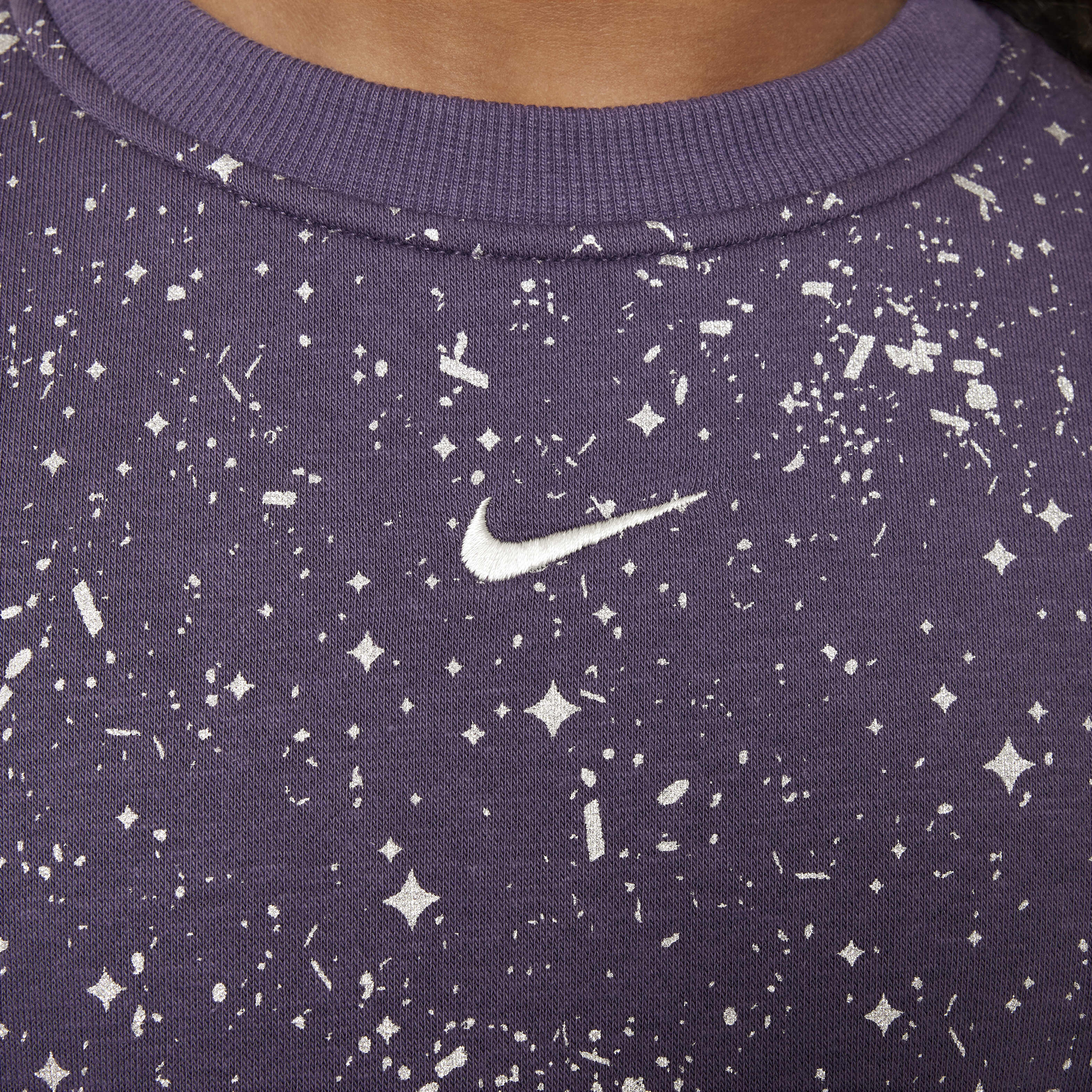 Buy Nike Sportswear Club Fleece Older Kids Girls Crew Neck Sweatshirt Dark Raisin Metallic Silver Nike Saudi Official