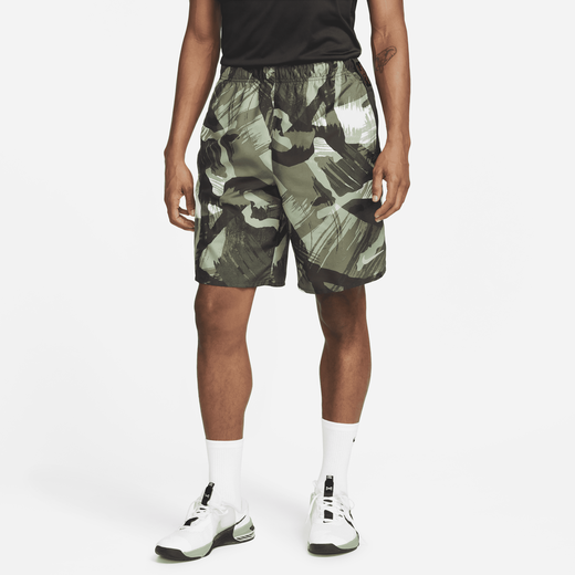 Nike training dry camo shorts top in grey