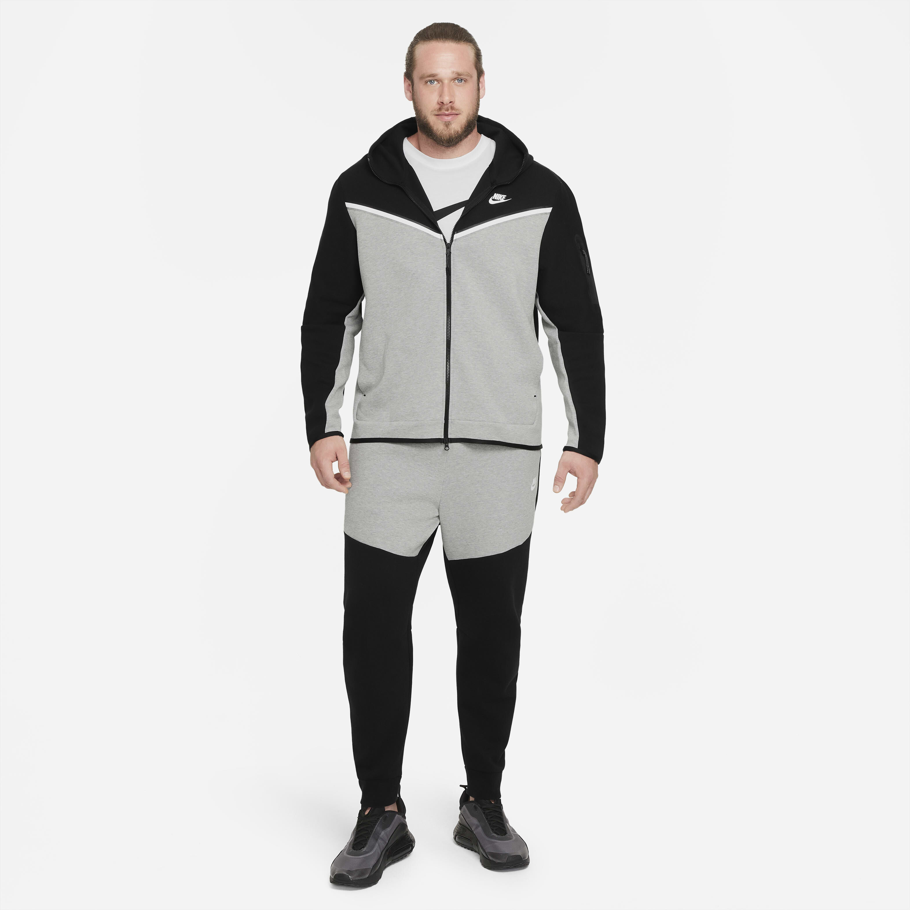 Buy Nike Sportswear Tech Fleece Men s Full Zip Hoodie Black Dark Grey Heather White Nike Saudi Official