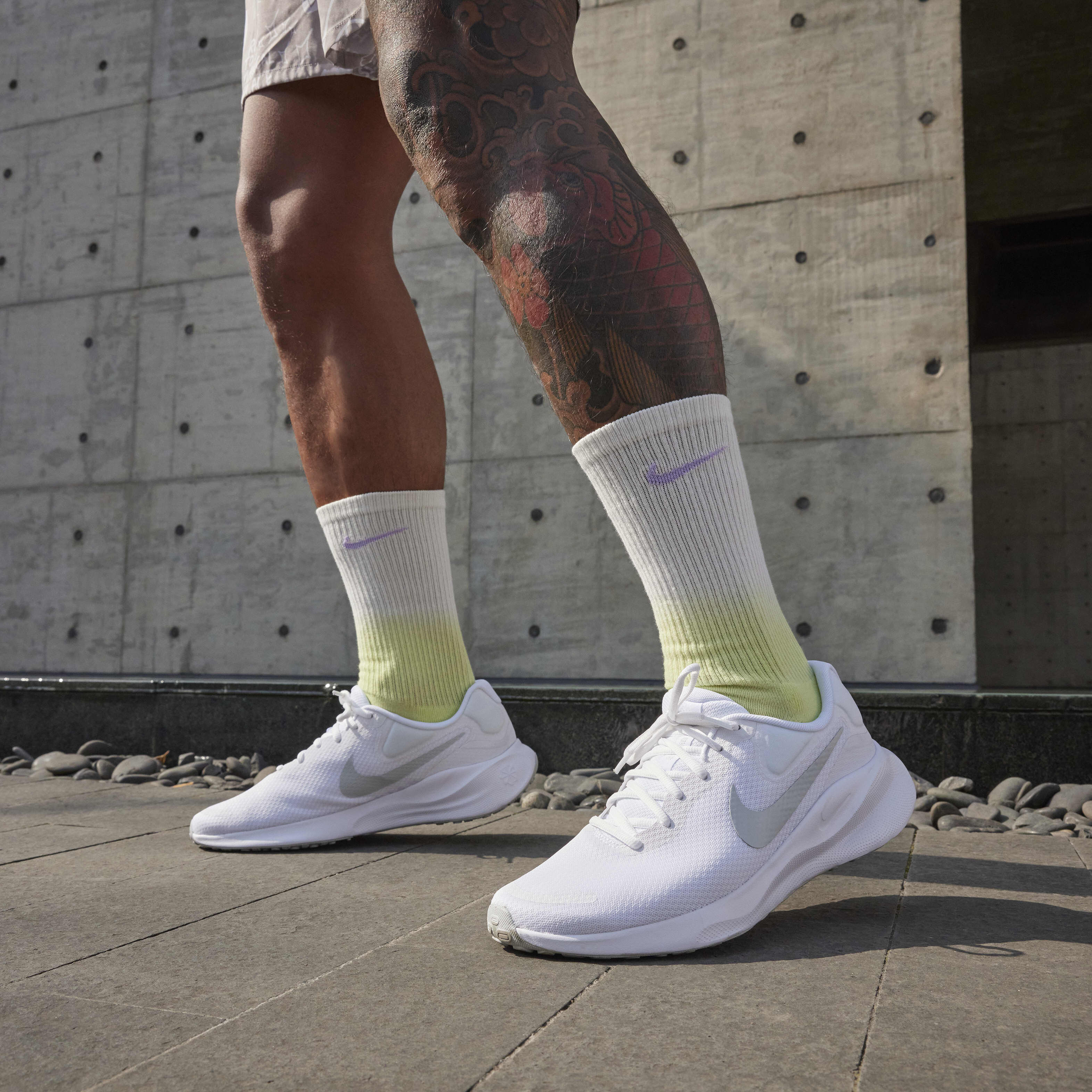 Buy Nike Revolution 7 Men s Road Running Shoes White White Pure Platinum Nike Saudi Official