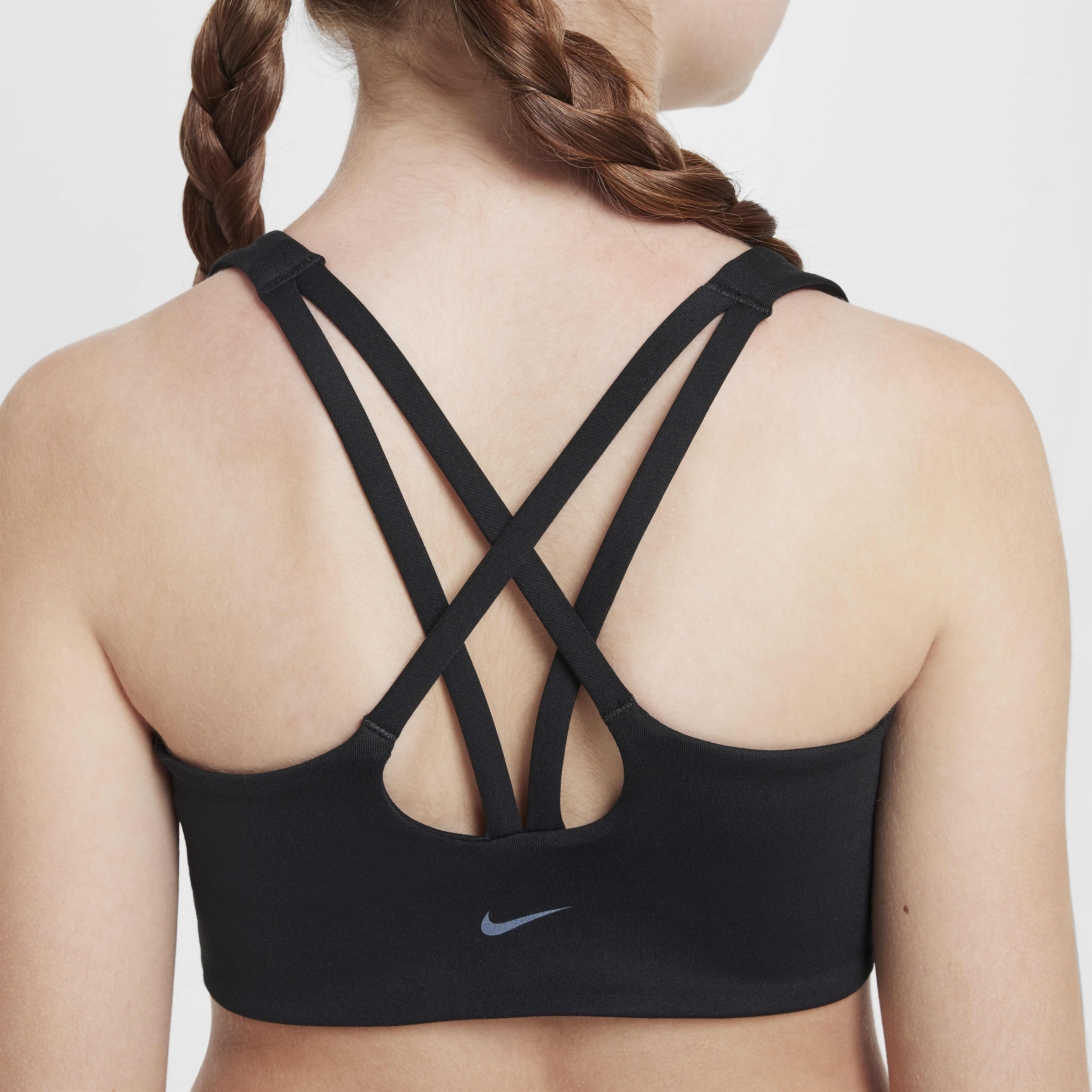 Buy Nike One Older Kids Girls Long Line Sports Bra Black White Nike Saudi Official