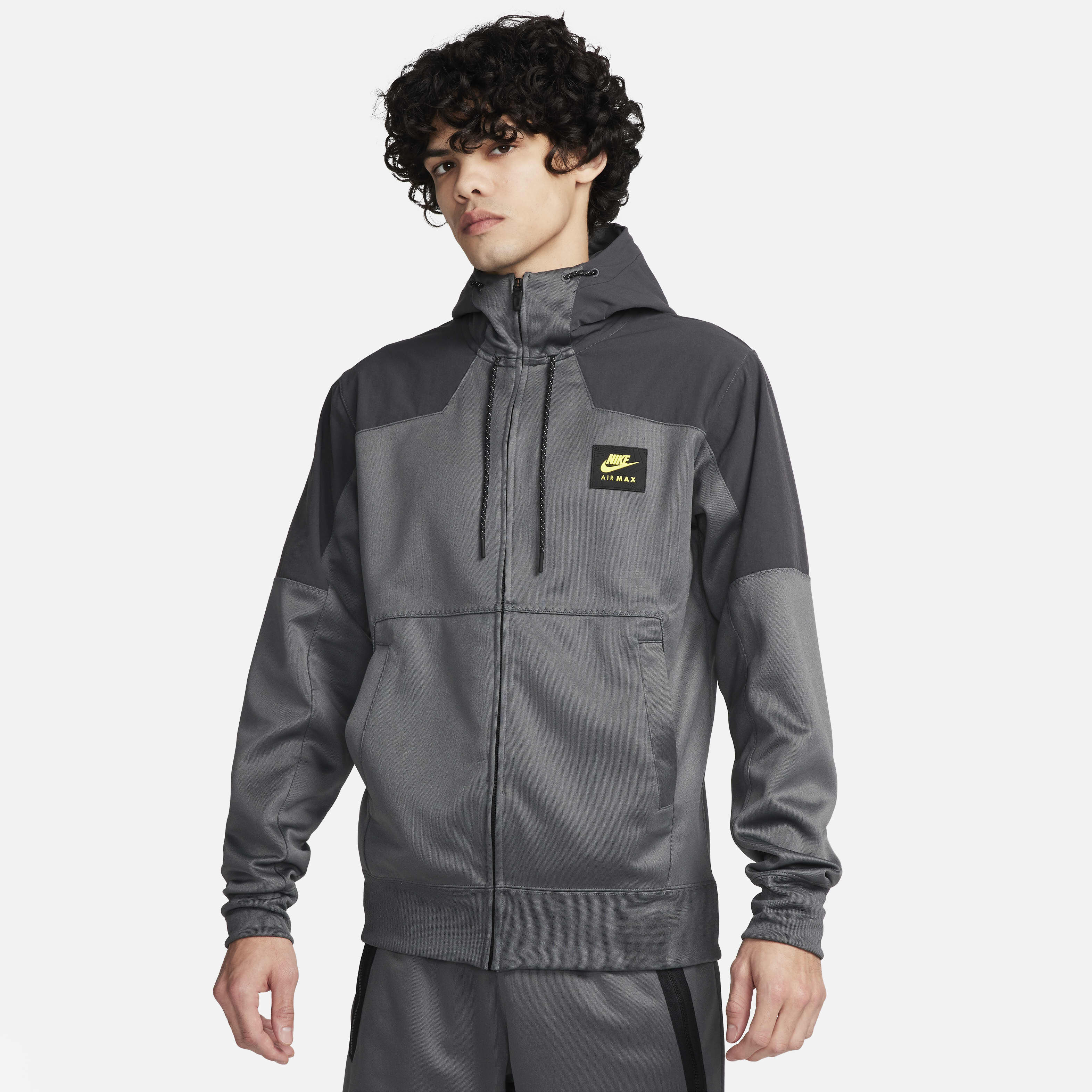 Buy Nike Air Max Men s Full Zip Hoodie Iron Grey Anthracite Black Opti Yellow Nike Saudi Official