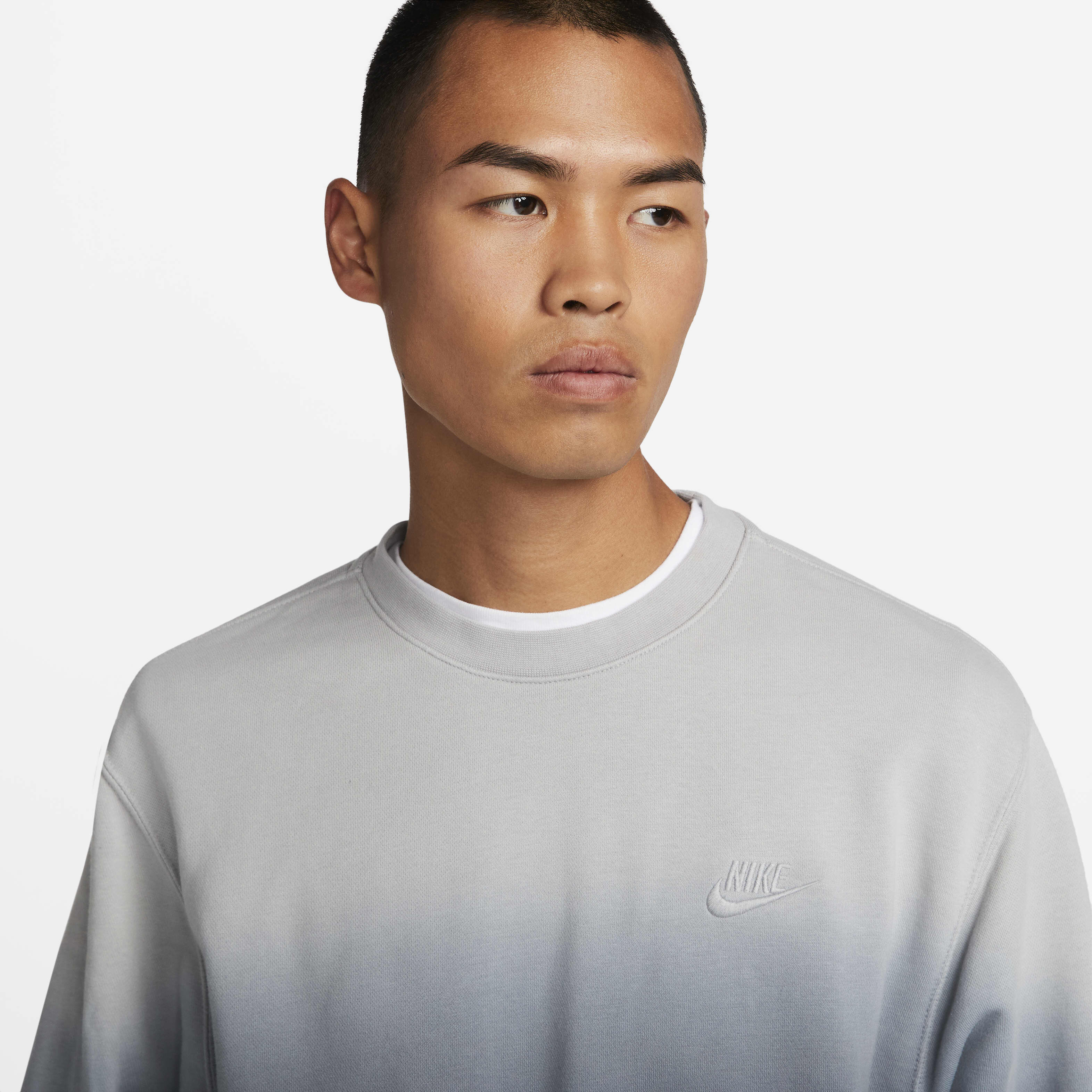 Buy Nike Sportswear Club Fleece Men s French Terry Dip Dye Crew Dark Smoke Grey Light Smoke Grey Nike Saudi Official