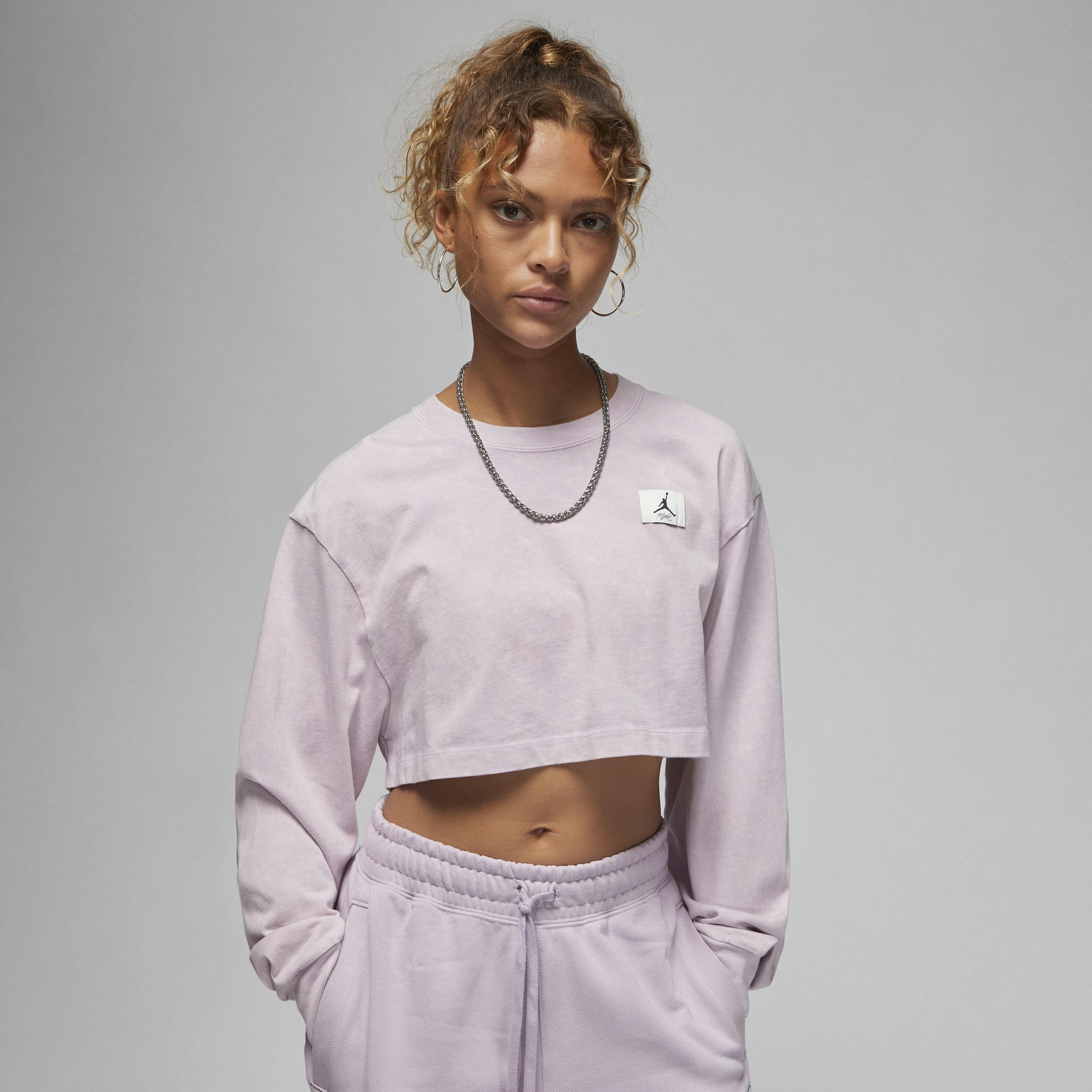 Buy Jordan Women's Long-Sleeve Cropped T-Shirt - Iced Lilac