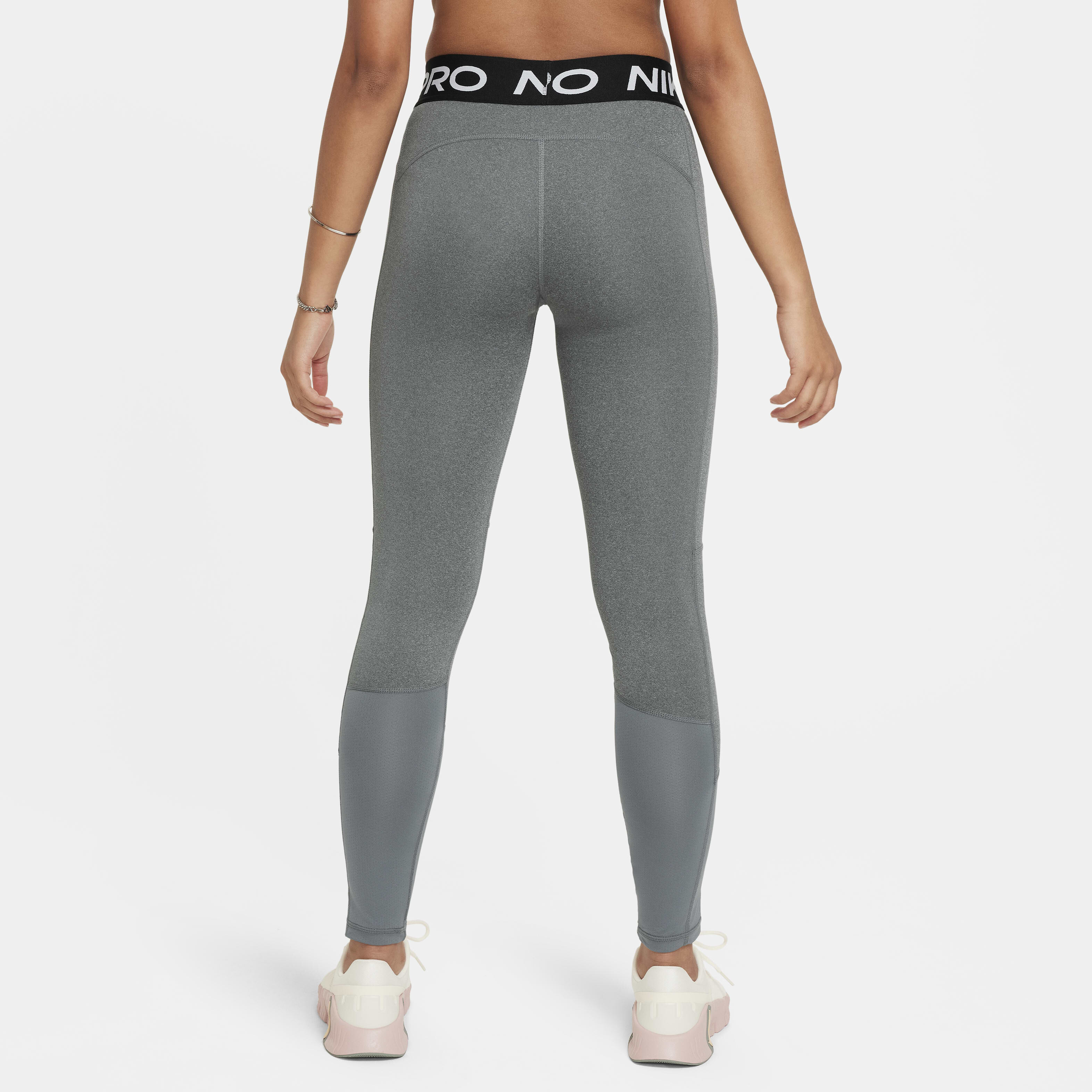 Buy Nike Pro Dri FIT Older Kids Girls Leggings Carbon Heather White Nike Saudi Official