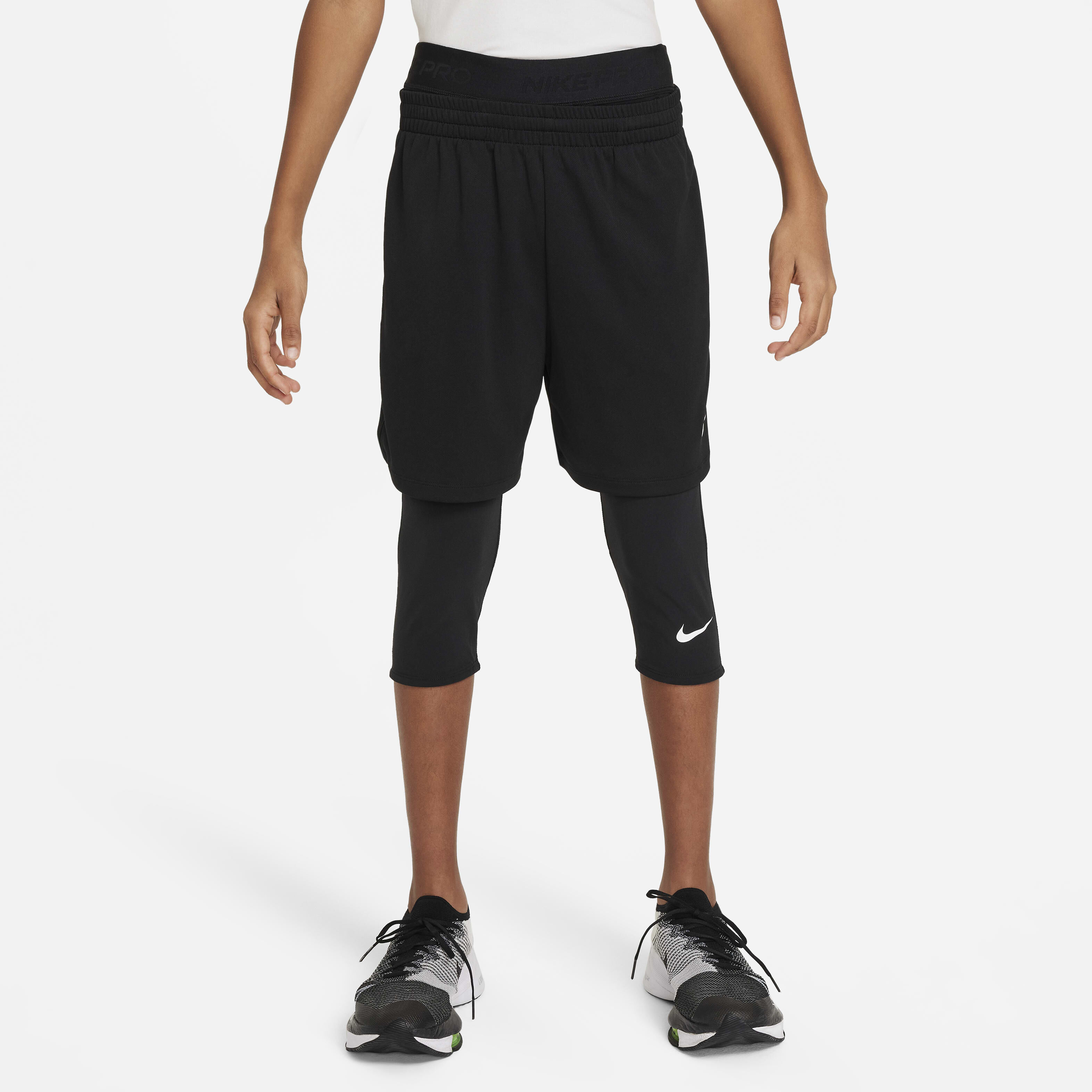Buy Nike Pro Older Kids' (Boys') Dri-FIT 3/4-Length Tights Black