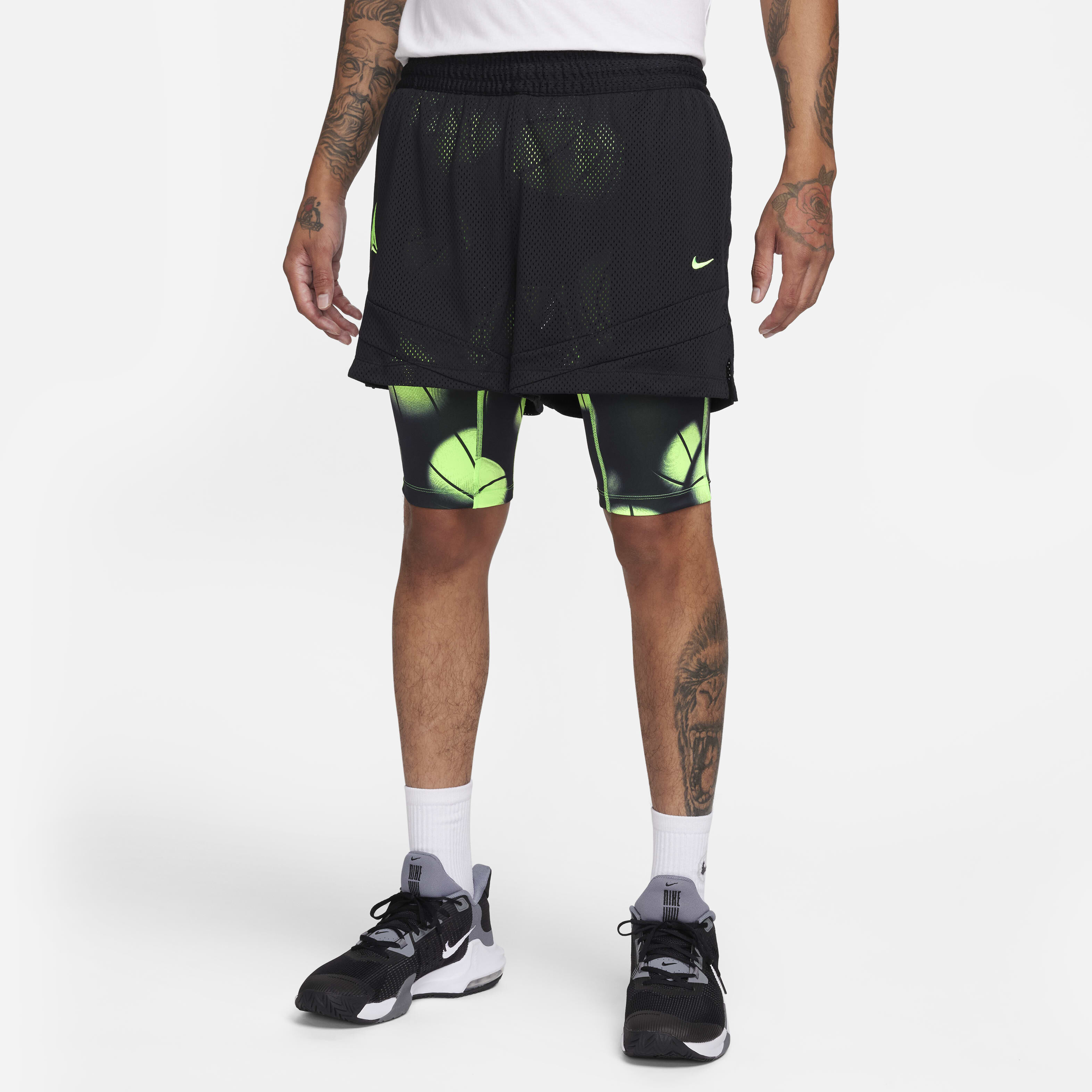 Buy JA Men s Dri FIT 2 in 1 10cm approx. Basketball Shorts Black Lime Blast Nike Saudi Official