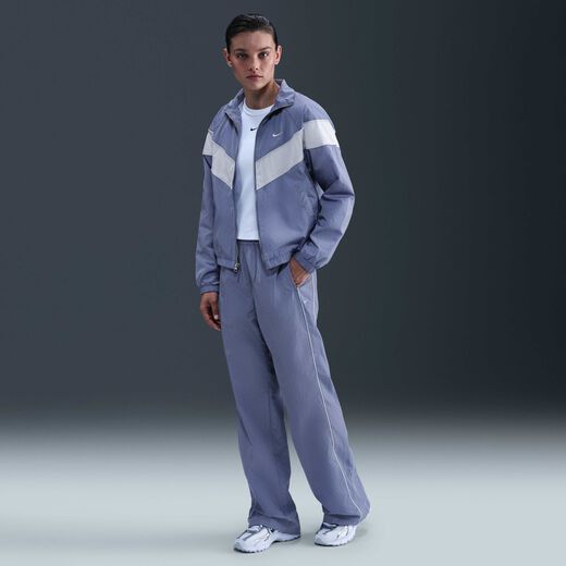 Blue-Nike, Nike Windrunner, Women's High-Waisted Woven Open-Hem Trousers