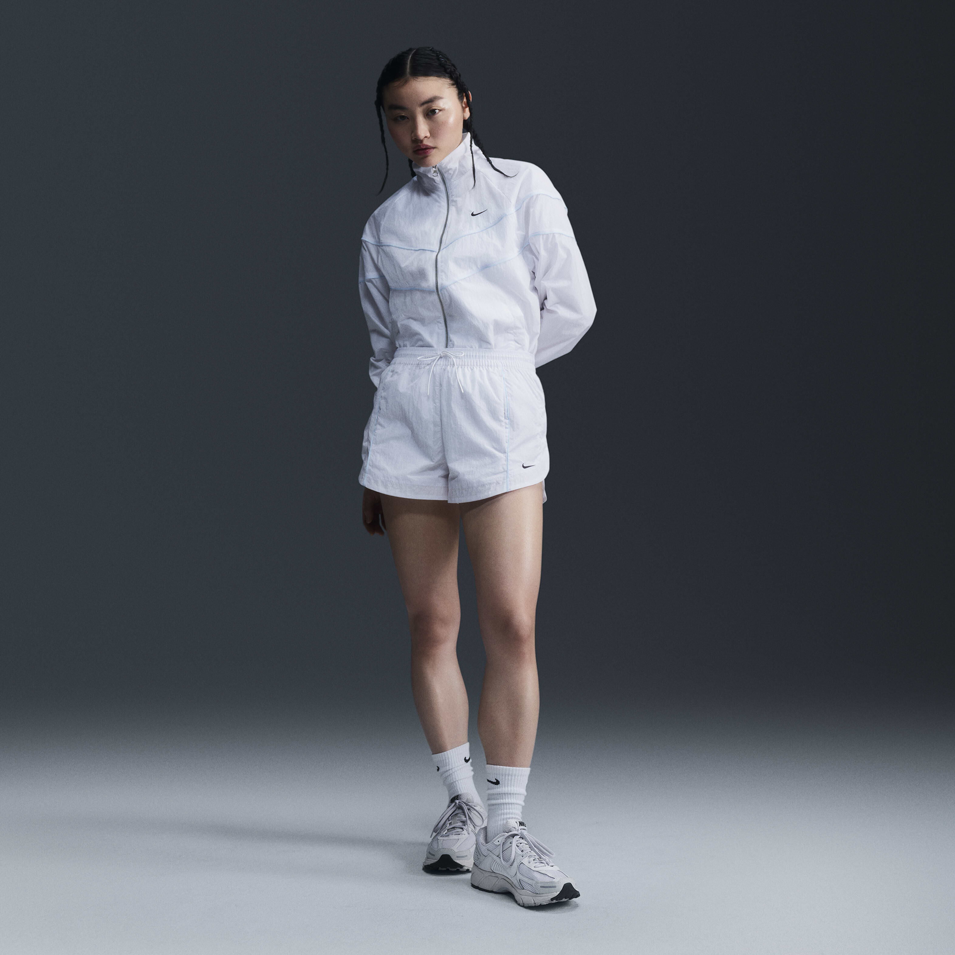 Buy Nike Windrunner Women s Mid Rise 5cm approx. Woven Shorts White Black Nike Saudi Official