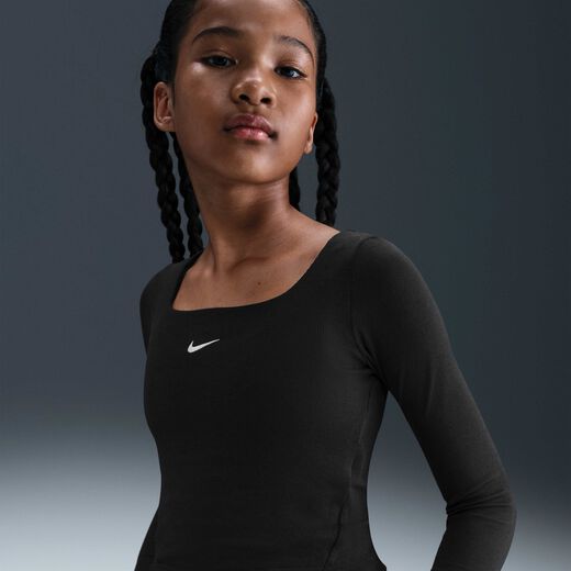New In Kids' Long Sleeves Shirts-Nike, Nike Sportswear, Older Kids' (Girls') Long-Sleeve Square-Neck Top