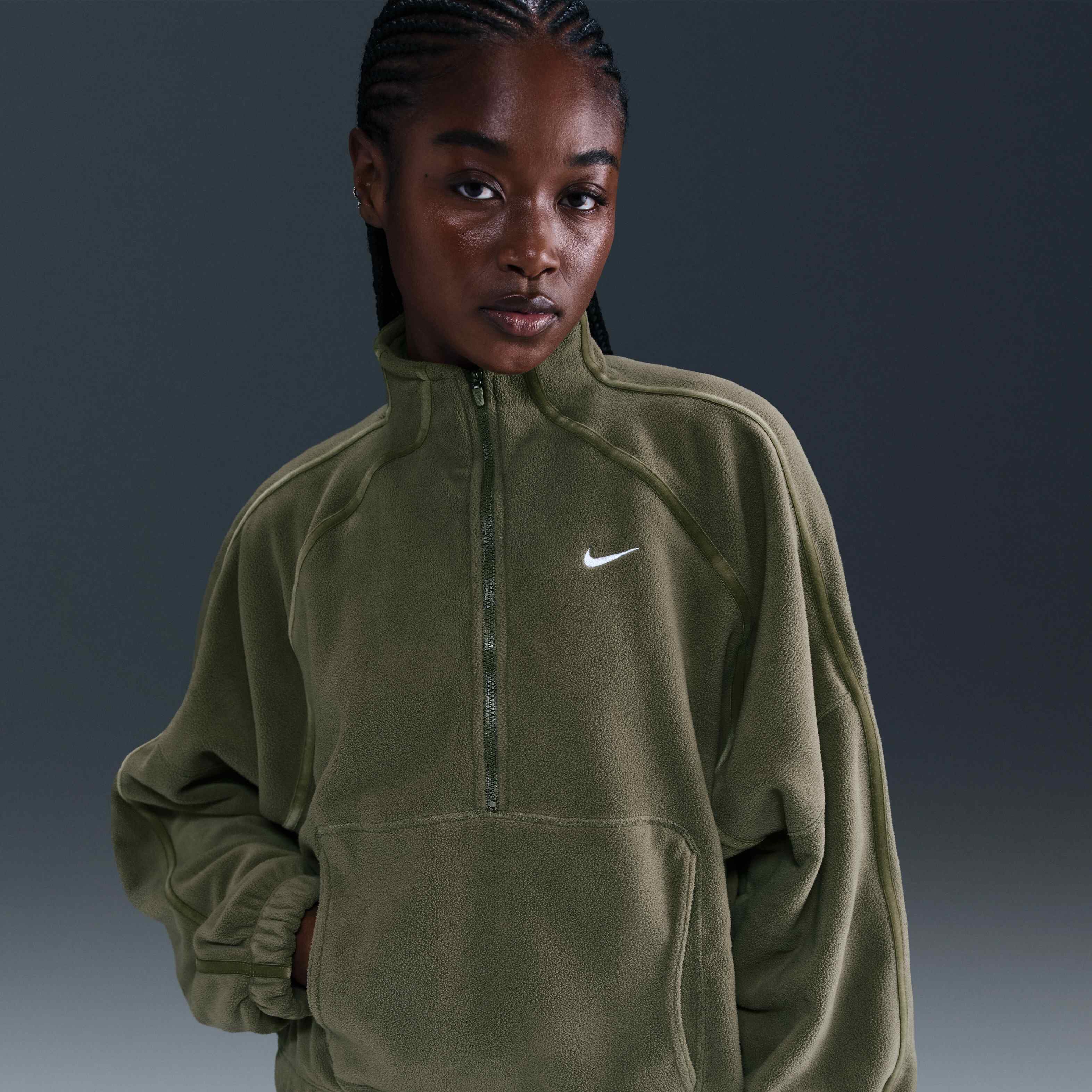 Buy Nike One Women's Therma-FIT 1/2-Zip Top - Medium Olive/White