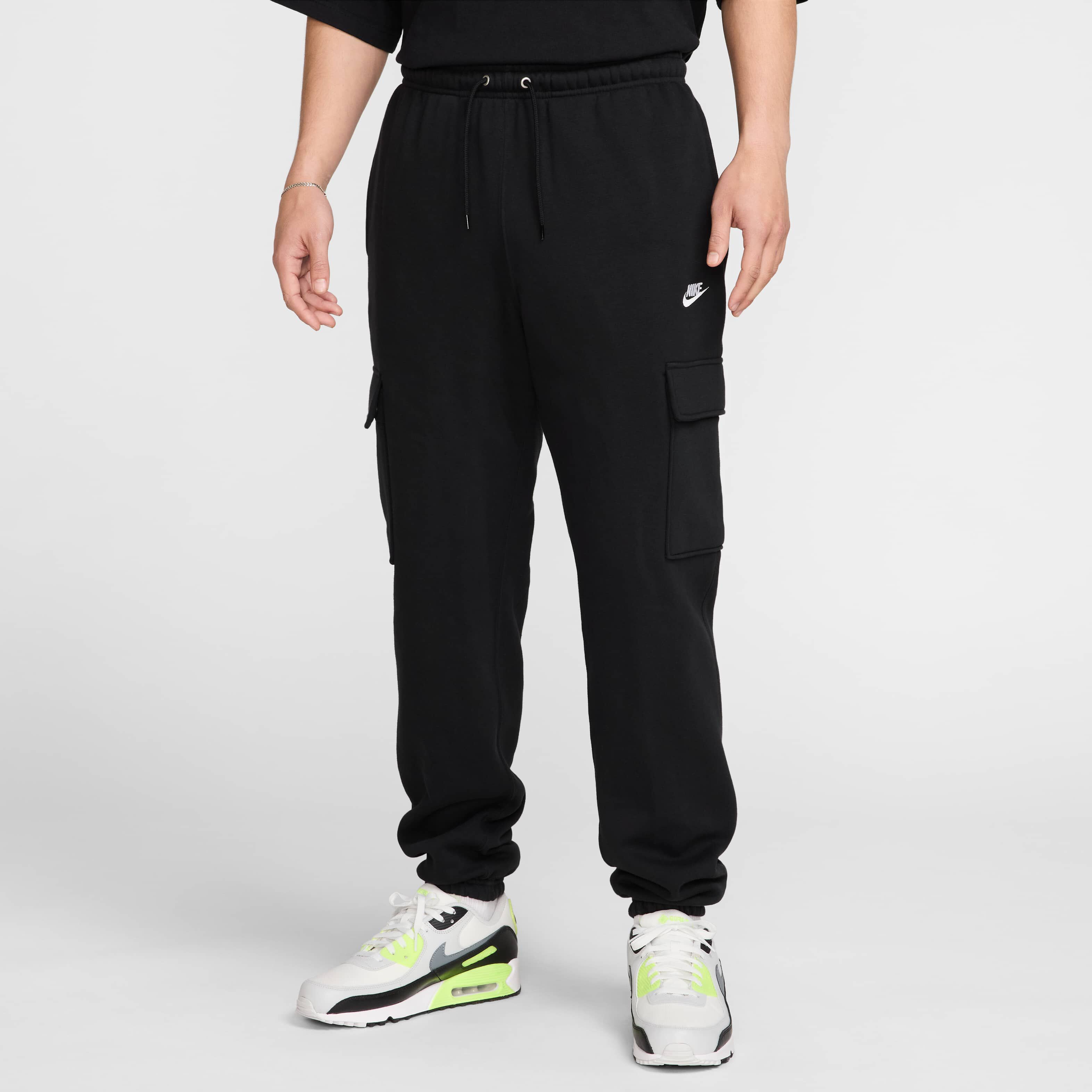 Buy Nike Club Men's Fleece Cargo Trousers - Black/Black