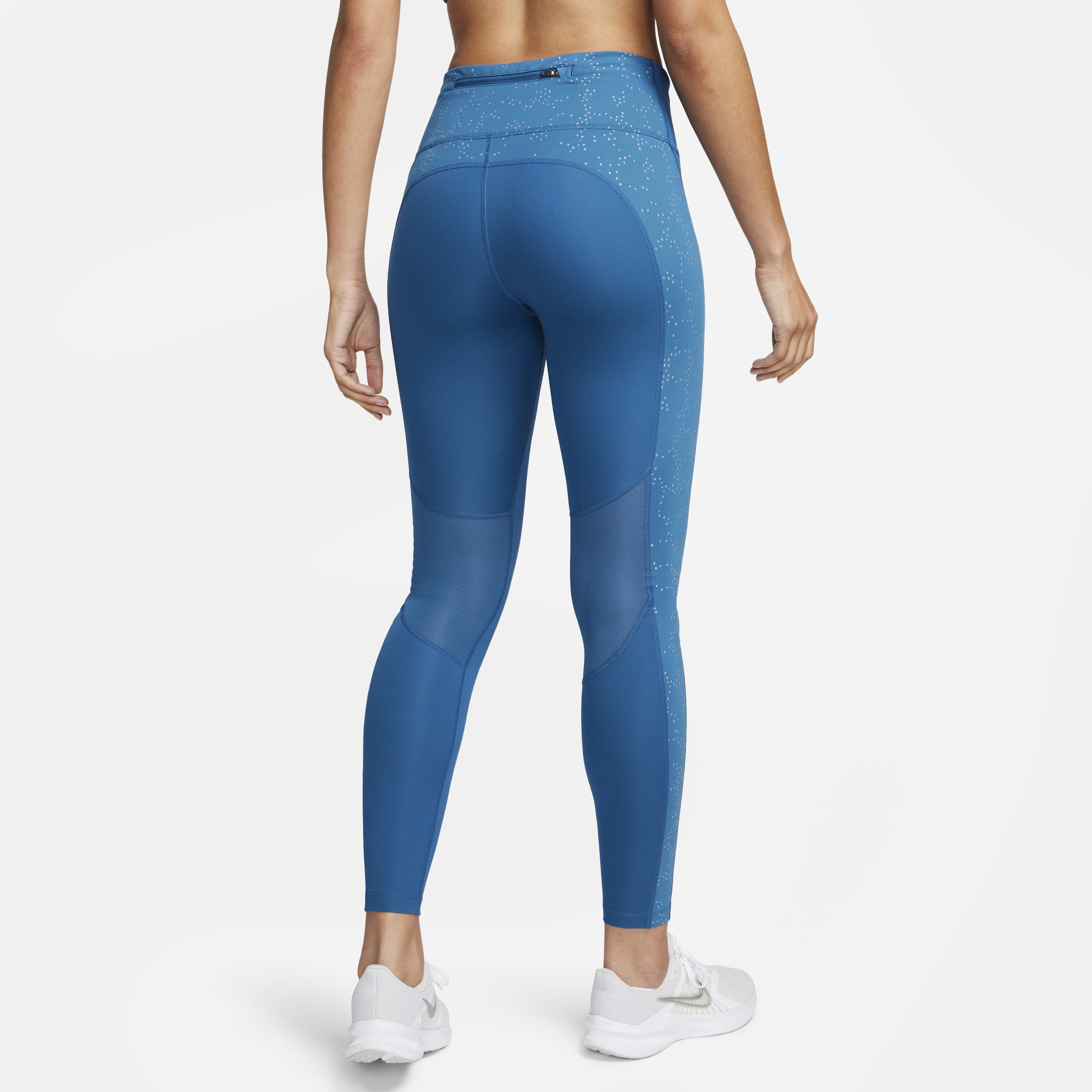 Buy Nike Fast Women s Mid Rise 7 8 Printed Leggings with Pockets Industrial Blue Nike Saudi Official