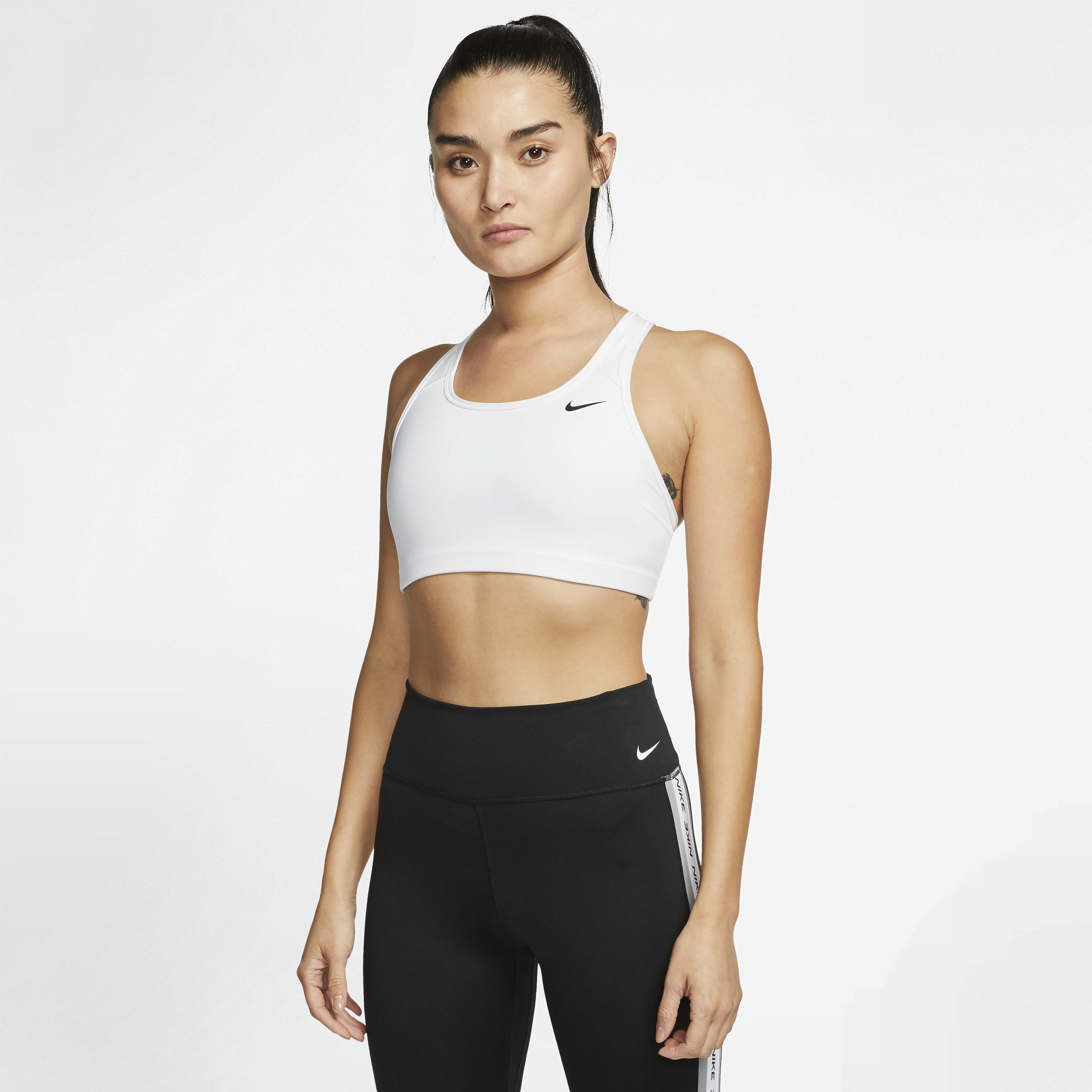 White nike best sale swoosh sports bra
