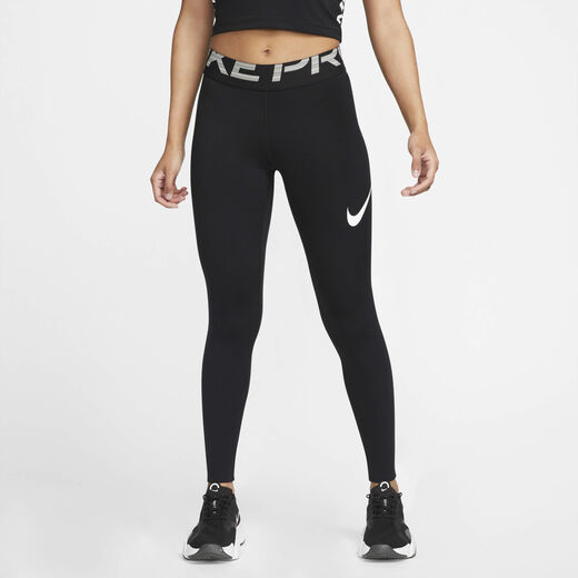 بناطيل ضيقة-نايكي, Nike Pro, ليقنز التمرين ميش-بليند بخصر متوسط للنساء