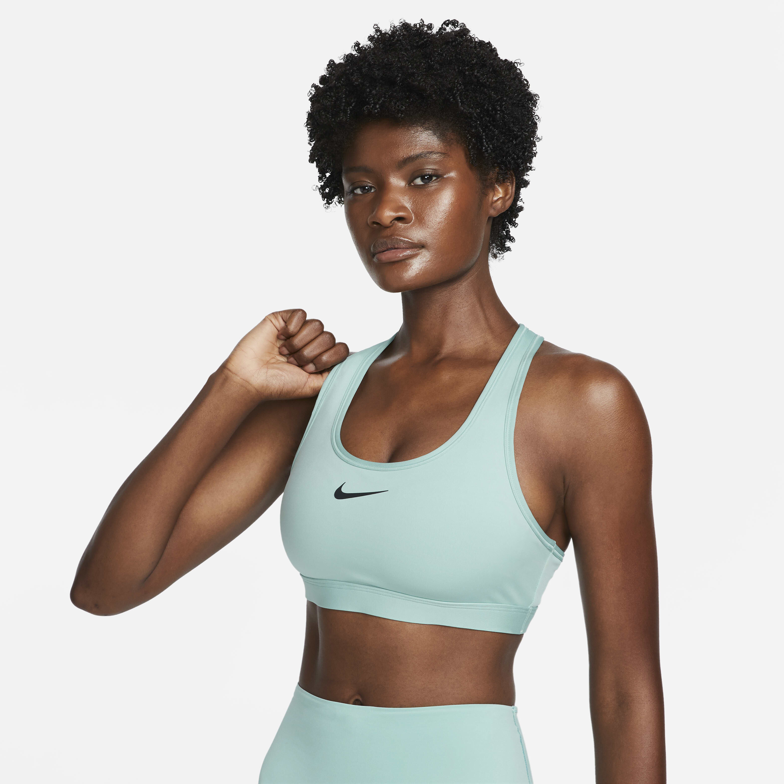 Buy Nike Swoosh Medium Support Women s Padded Sports Bra Mineral Black Nike Saudi Official