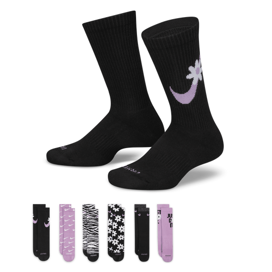 Shop Everyday Plus Cushioned Kids Crew Socks 6 Pairs Nike KSA