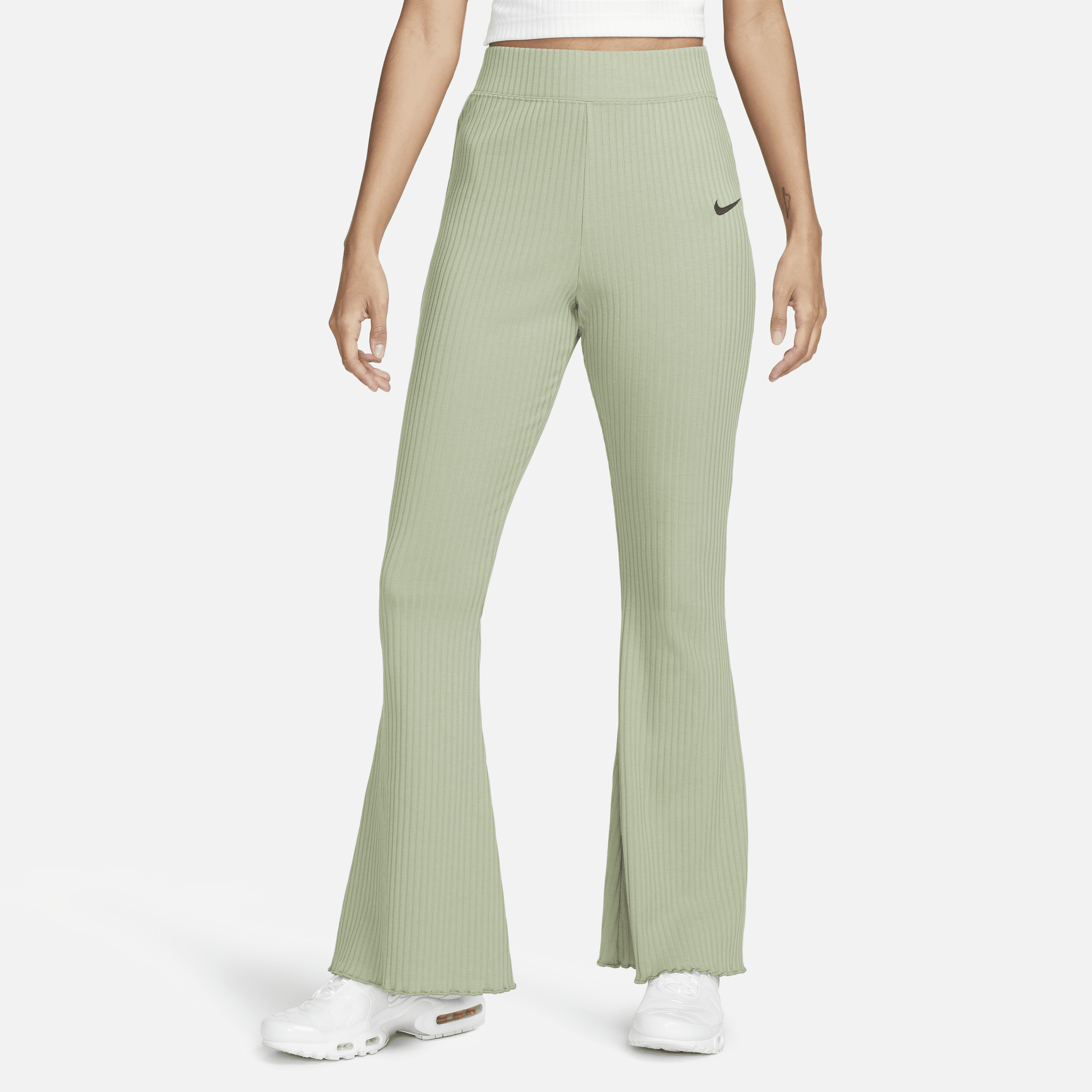 Shop Sportswear Women's High-Waisted Ribbed Jersey Flared Trousers