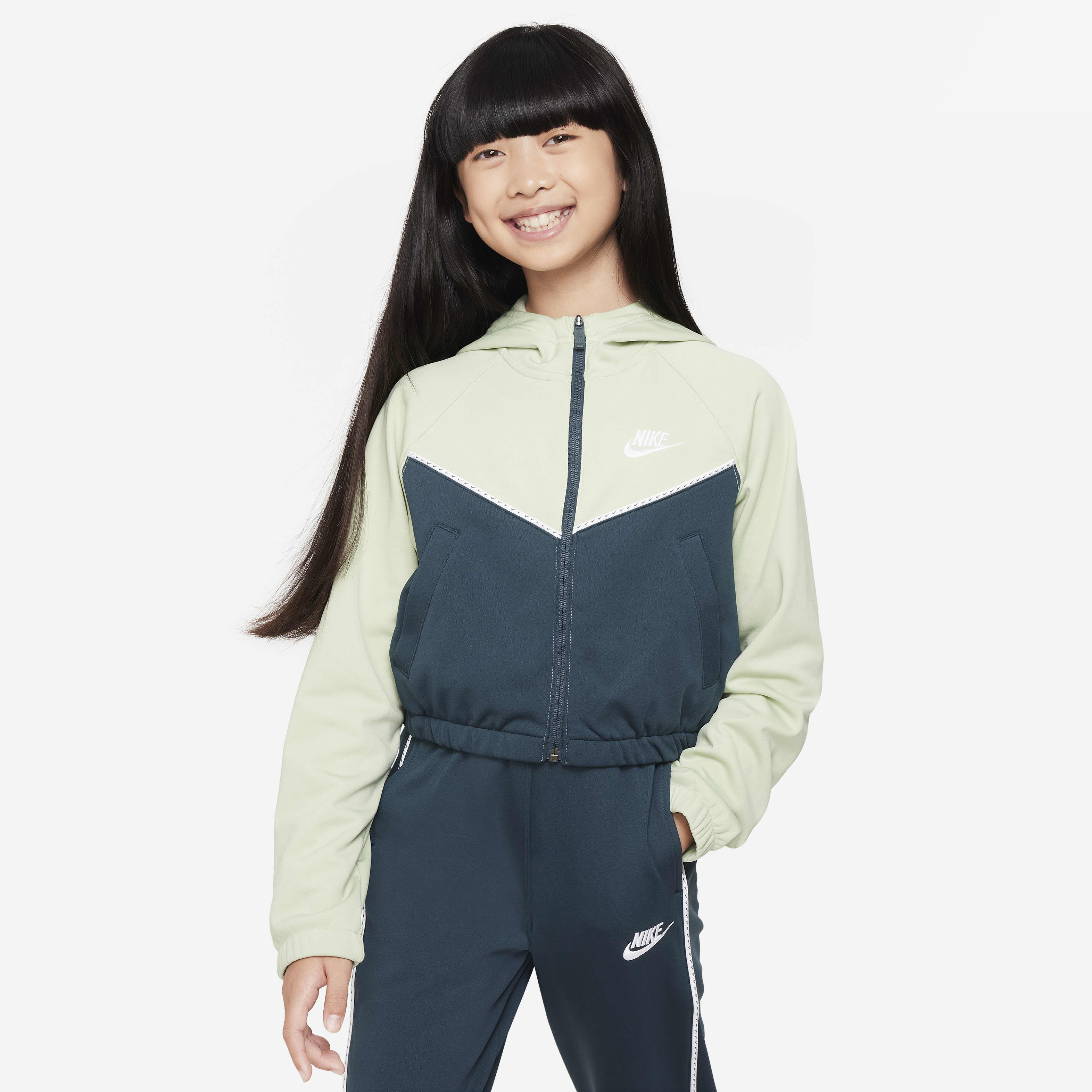 Buy Nike Sportswear Older Kids Girls Tracksuit Honeydew Deep Jungle White White Nike Saudi Official