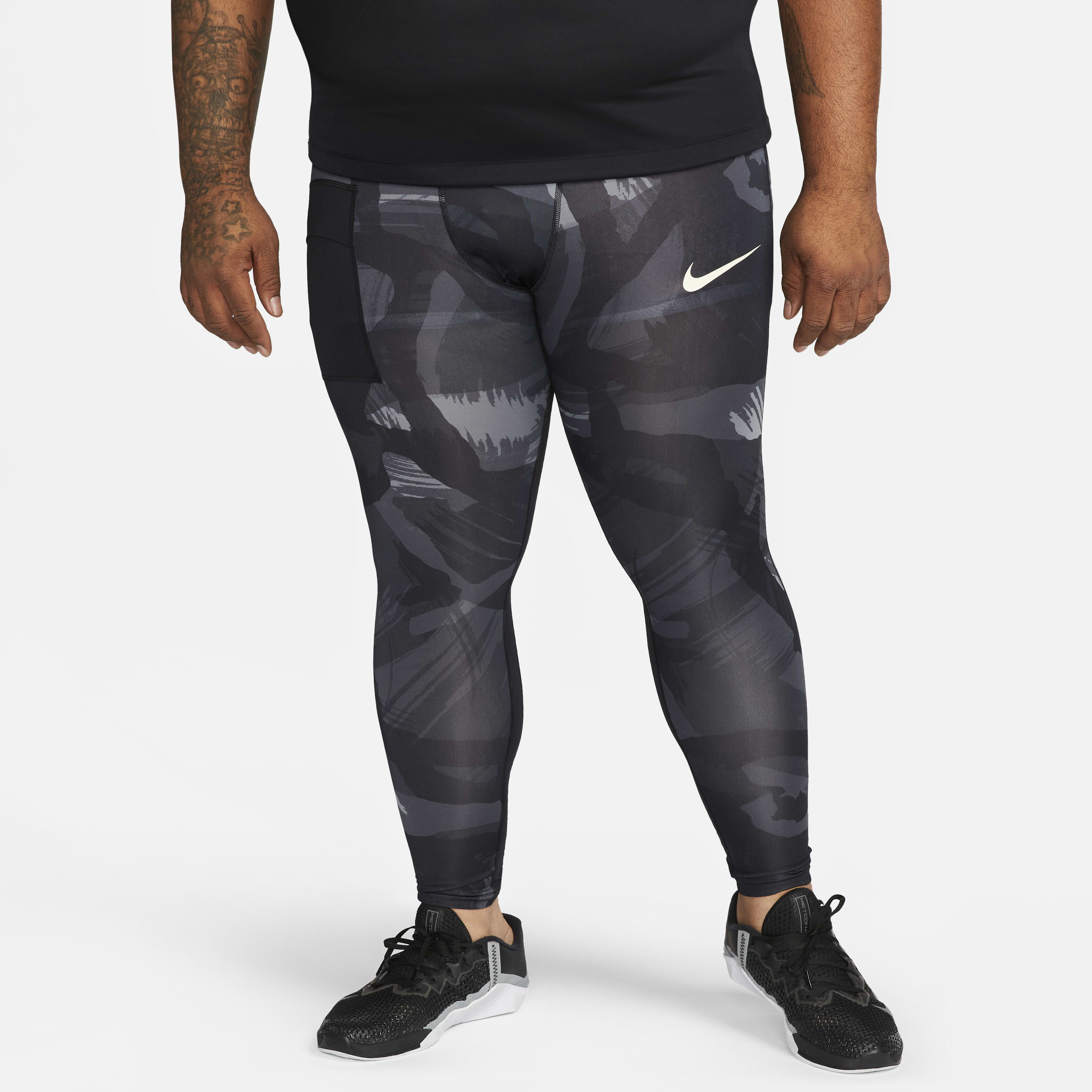 Buy Nike Pro Dri FIT Men s Camo Tights Black Black Coconut Milk Nike Saudi Official