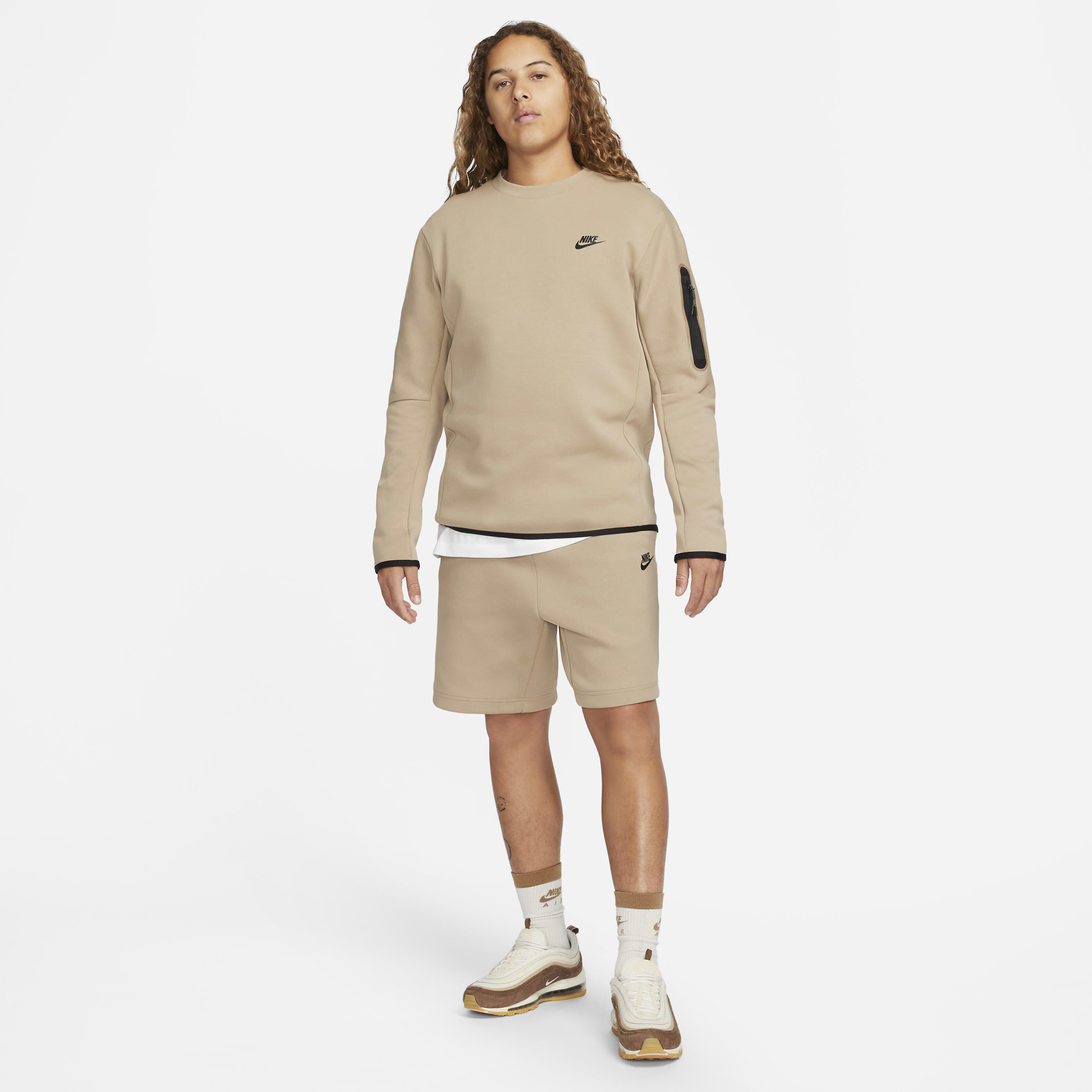 Buy Nike Sportswear Tech Fleece Men's Shorts - Khaki/Black @ Nike