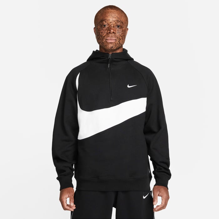 Buy Nike Swoosh Men's 1/2-Zip Fleece Hoodie Black/White/White