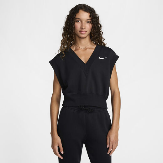 T-Shirts & Tops-Nike, Nike Sportswear Phoenix Fleece, Women's Loose V-Neck Sleeveless Cropped Top