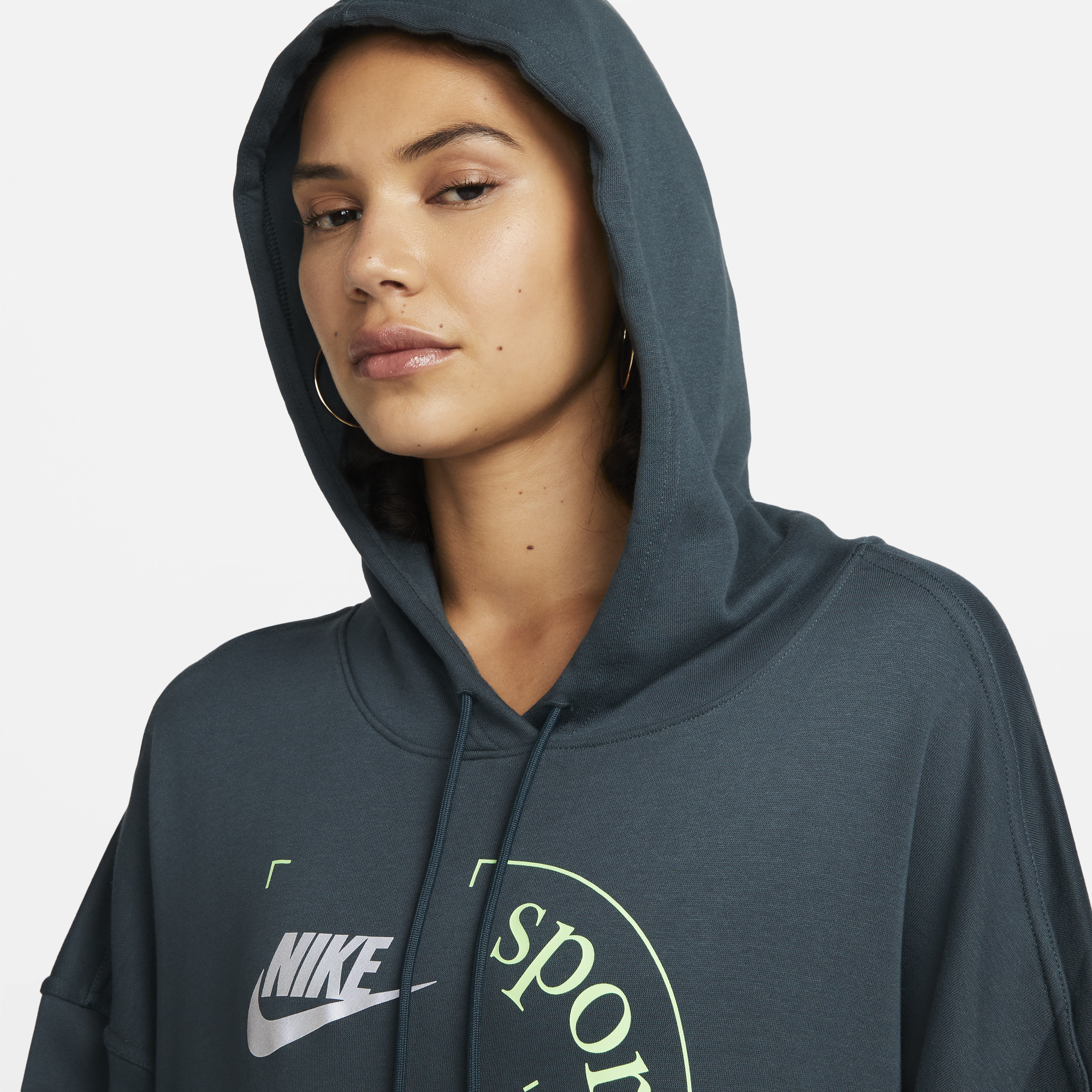 Women's cropped french terry hoodie nike sportswear swoosh top