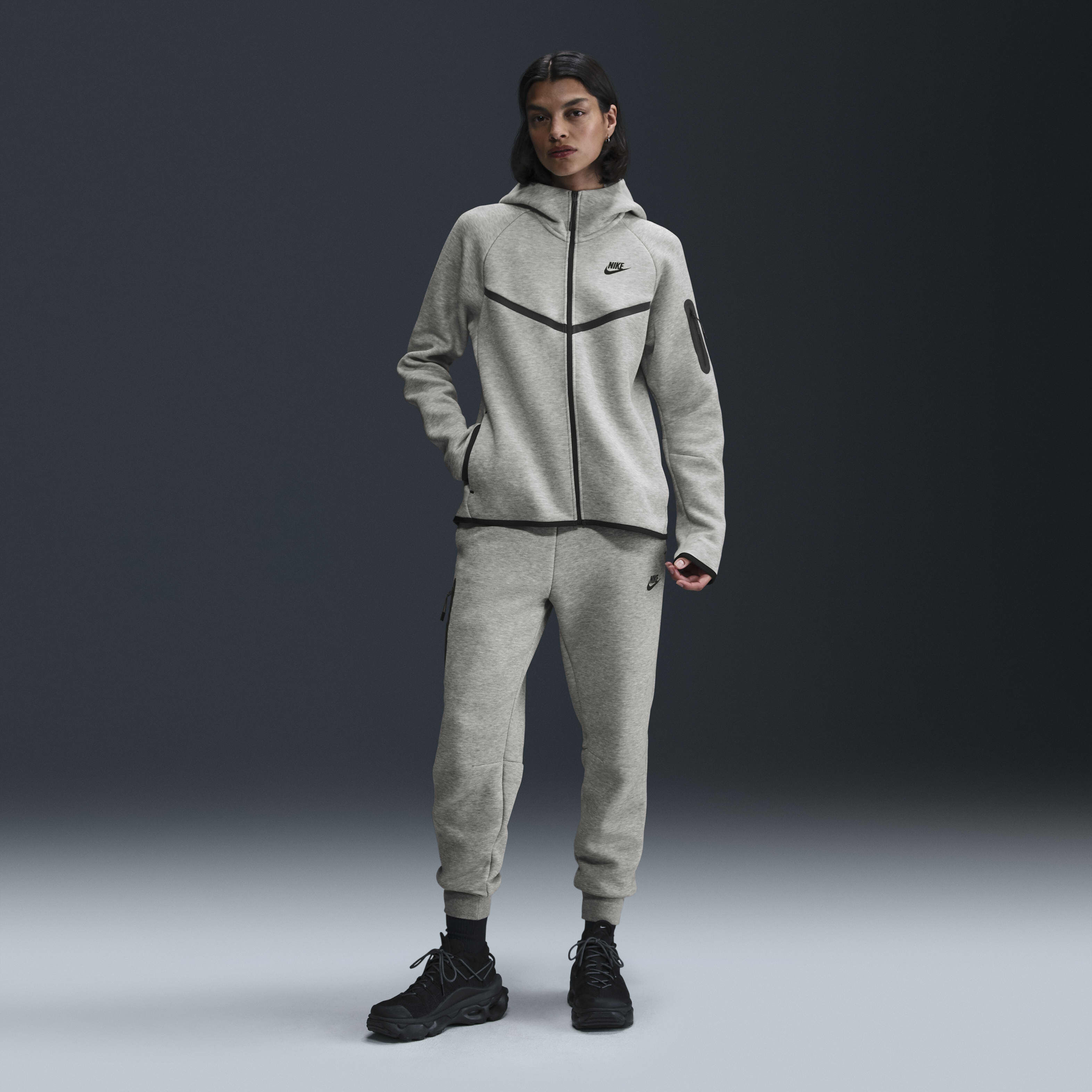 Buy Nike Sportswear Tech Fleece Windrunner Women s Full Zip Hoodie Dark Grey Heather Black Nike Saudi Official