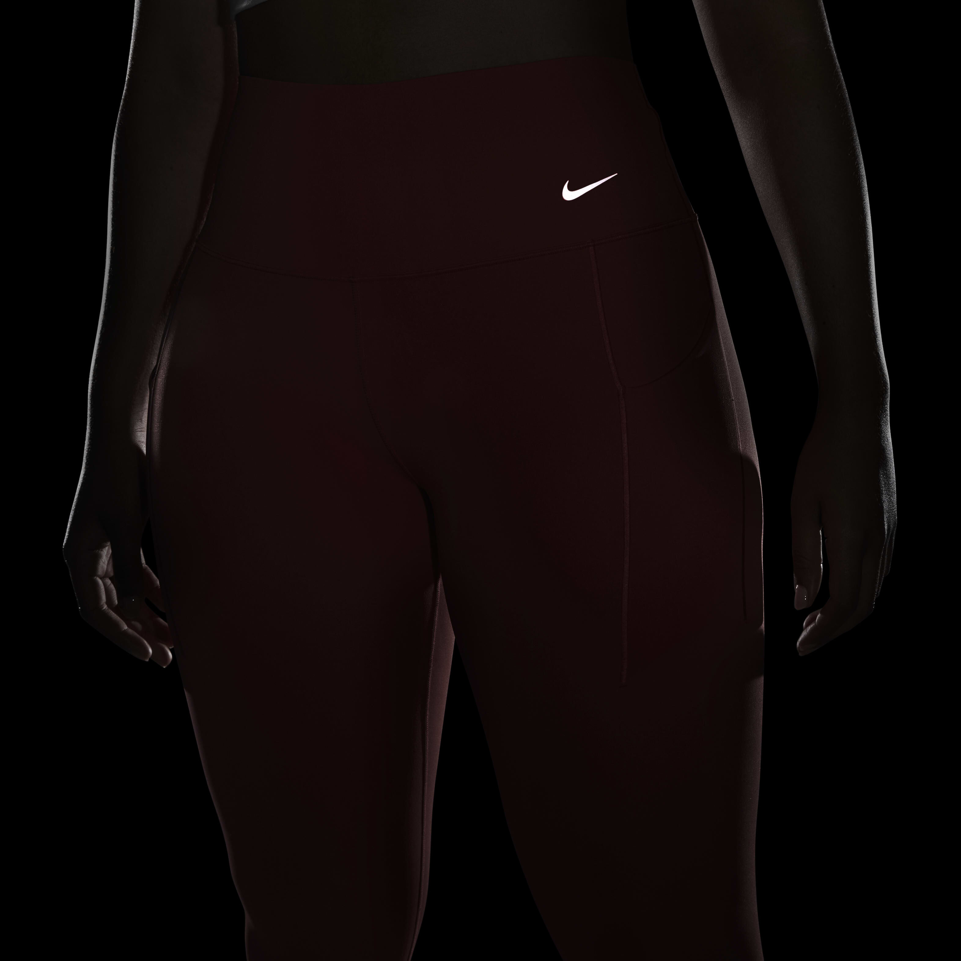 Buy Nike Universa Women s Medium Support High Waisted 7 8 Leggings with Pockets Ember Glow Black Nike Saudi Official