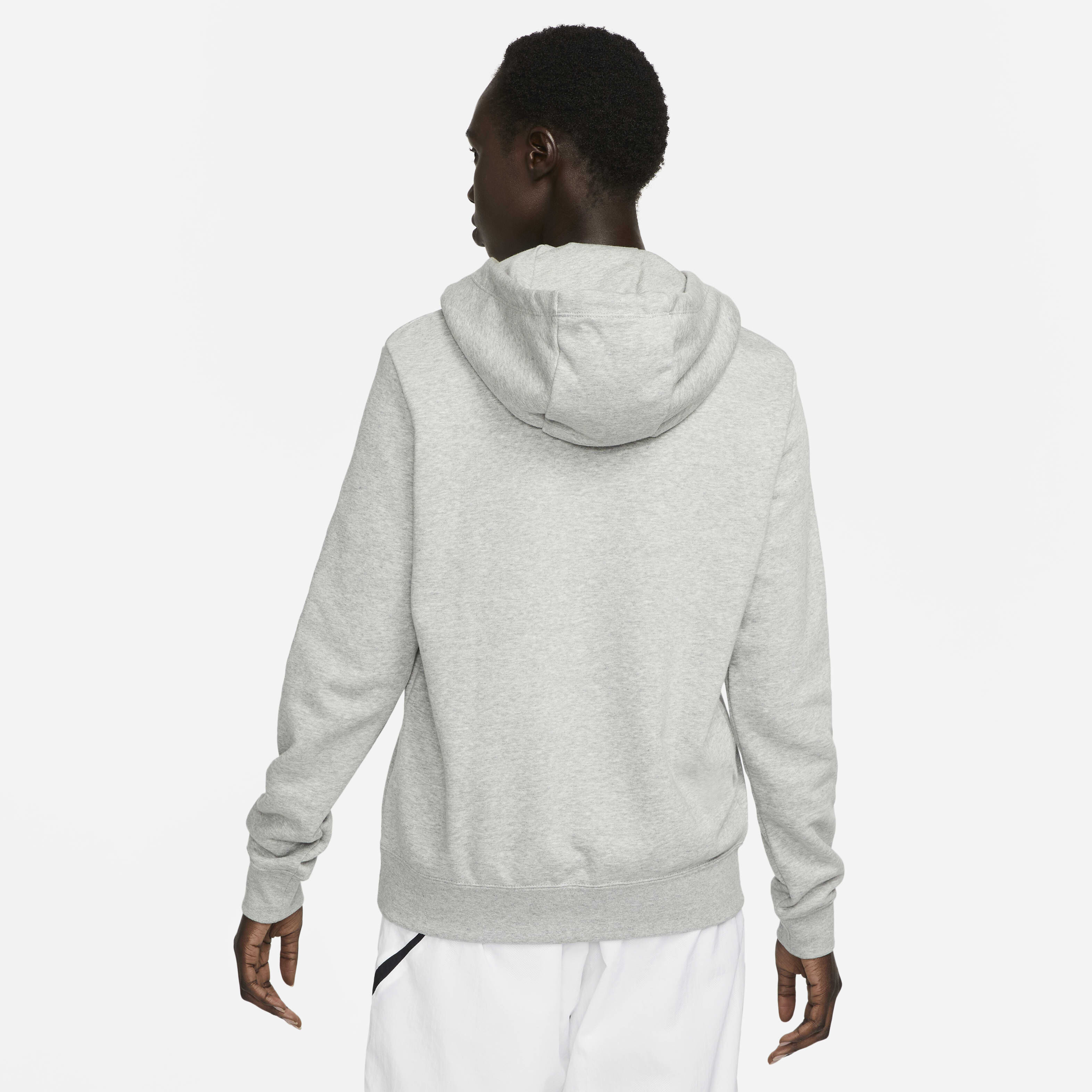 Buy Nike Sportswear Club Fleece Women s Funnel Neck Hoodie Dark Grey Heather White Nike Saudi Official