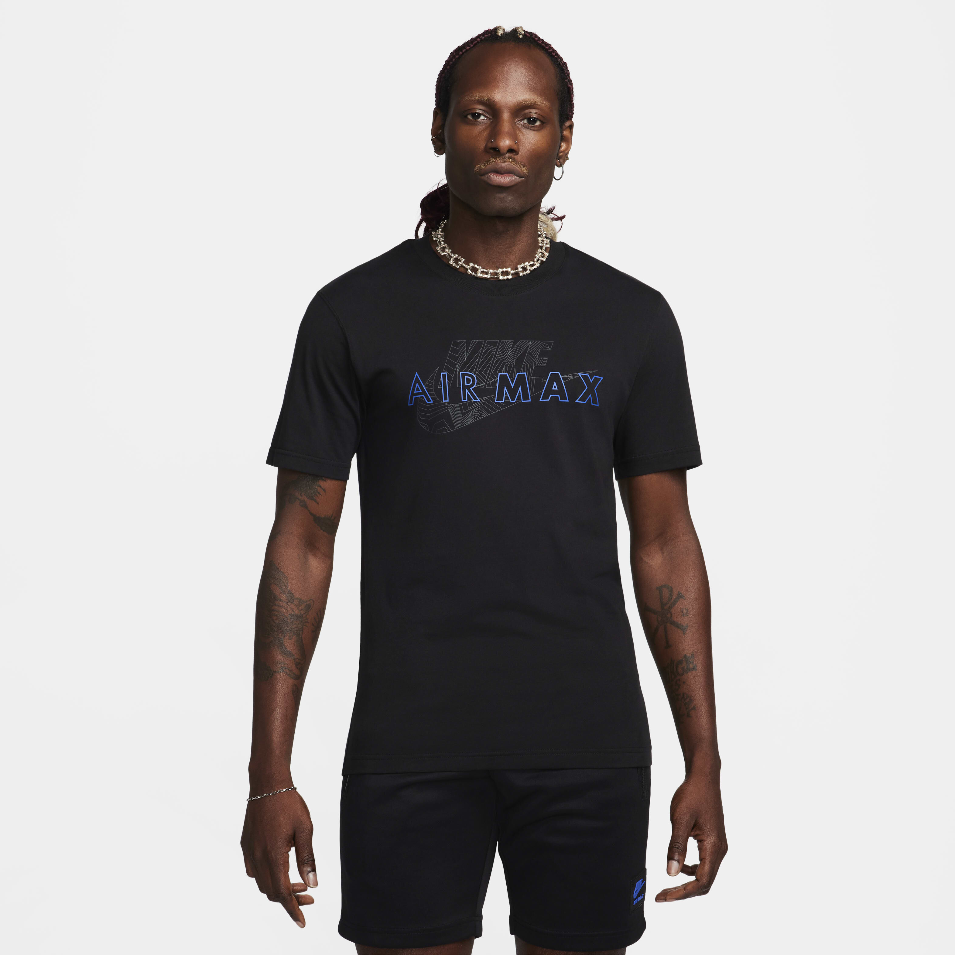 Buy Nike Air Max Men s Short Sleeve T Shirt Black Game Royal Nike Saudi Official