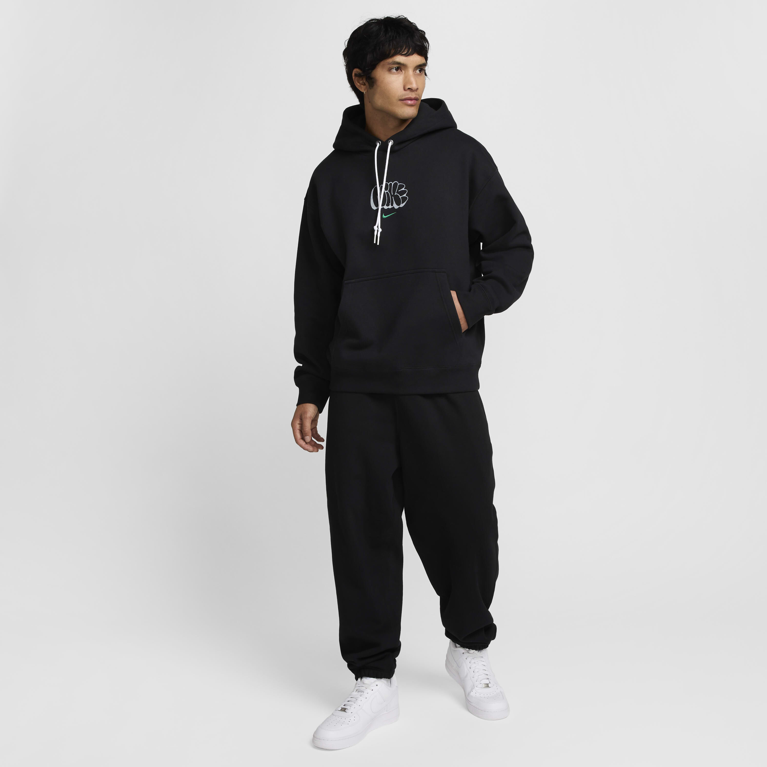 Buy Nike Solo Swoosh Men's Fleece Hoodie - Black/Malachite | Nike Saudi  Official