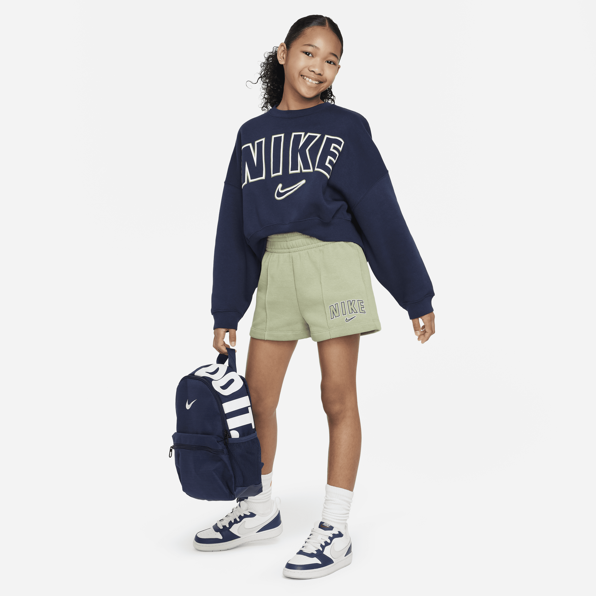 Shop Sportswear Older Kids Girls Fleece Shorts Nike KSA