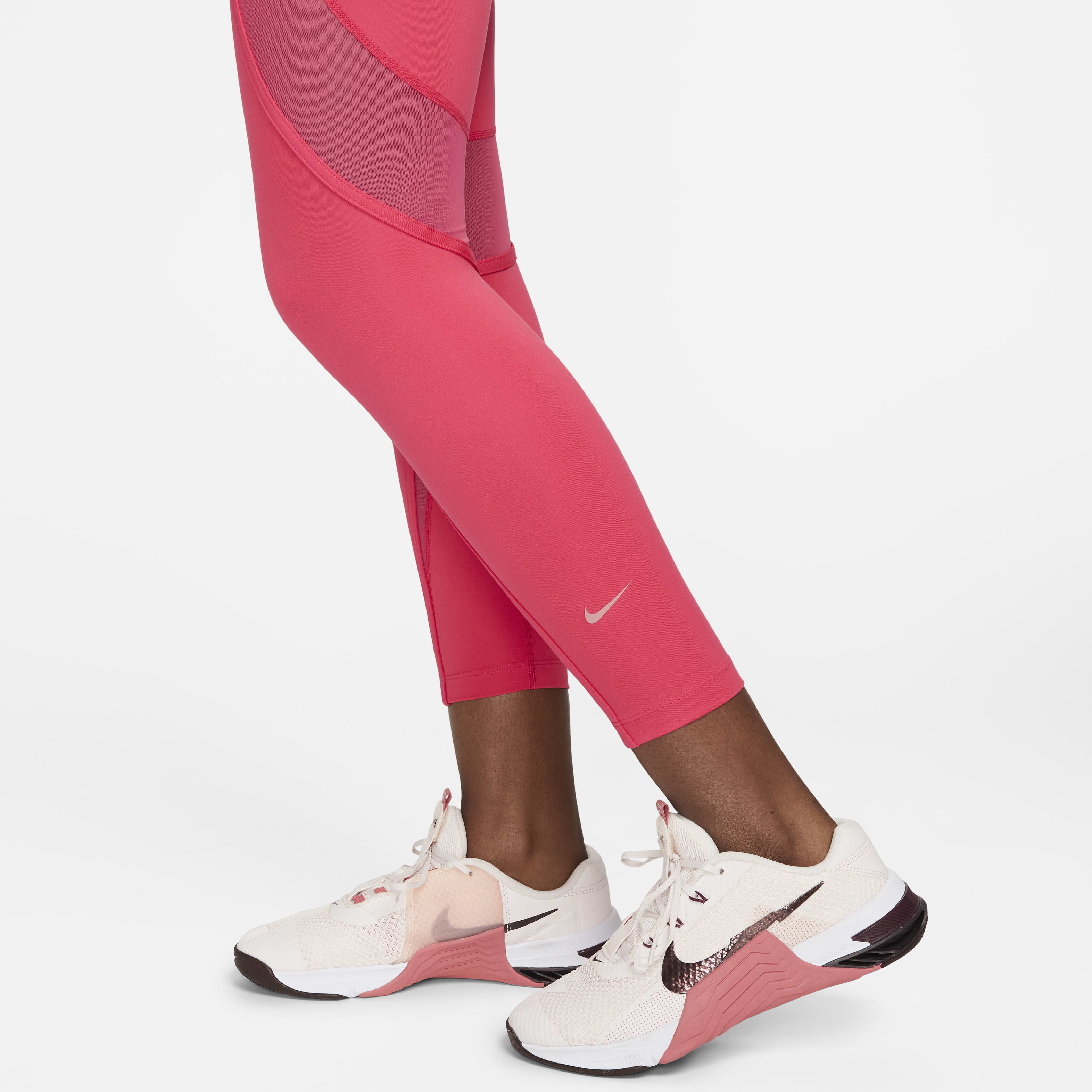 Buy Nike One Women s High Waisted 7 8 Mesh Panelled Leggings Light Fusion Red Red Stardust Nike Saudi Official