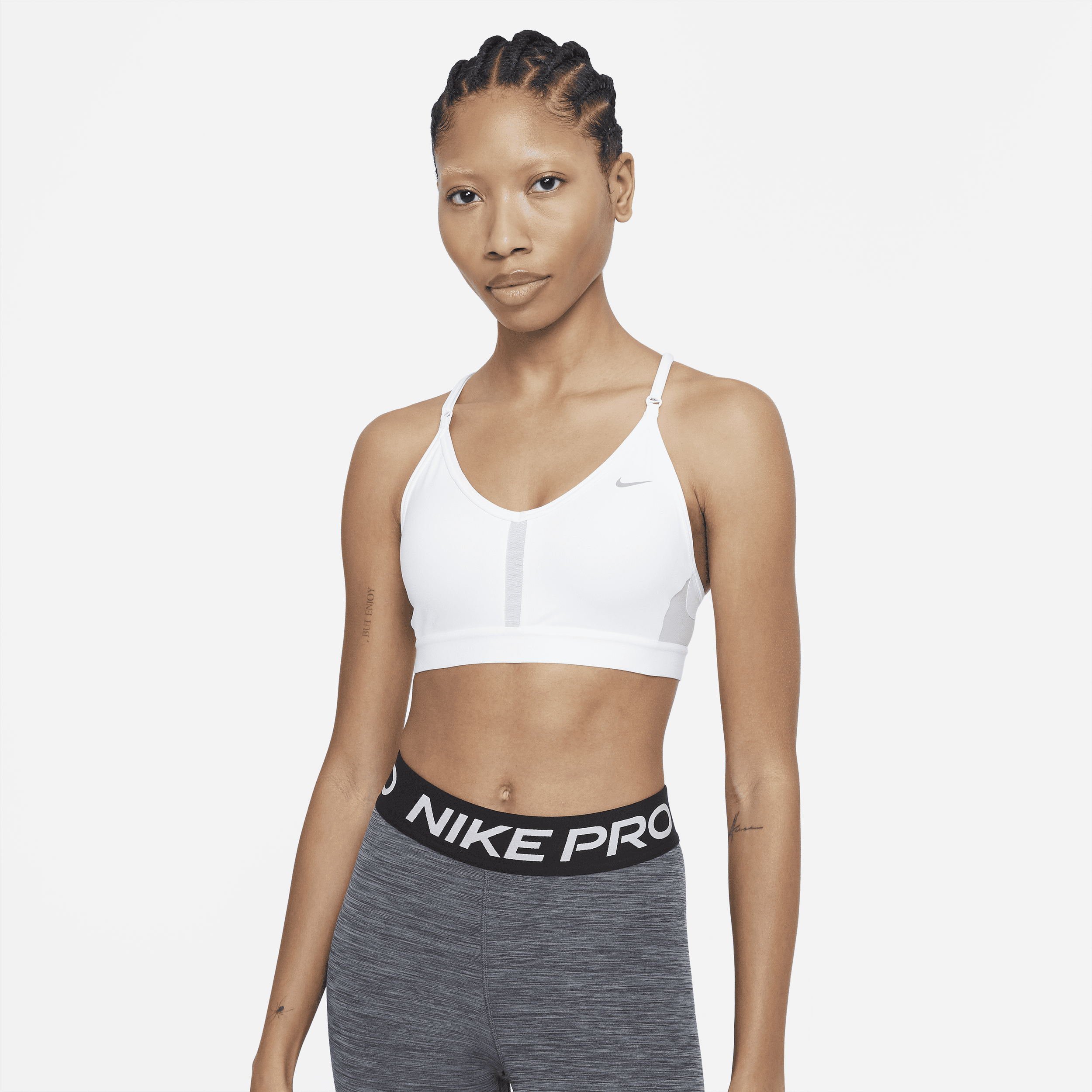 Shop Indy Women s Light Support Padded V Neck Sports Bra Nike KSA
