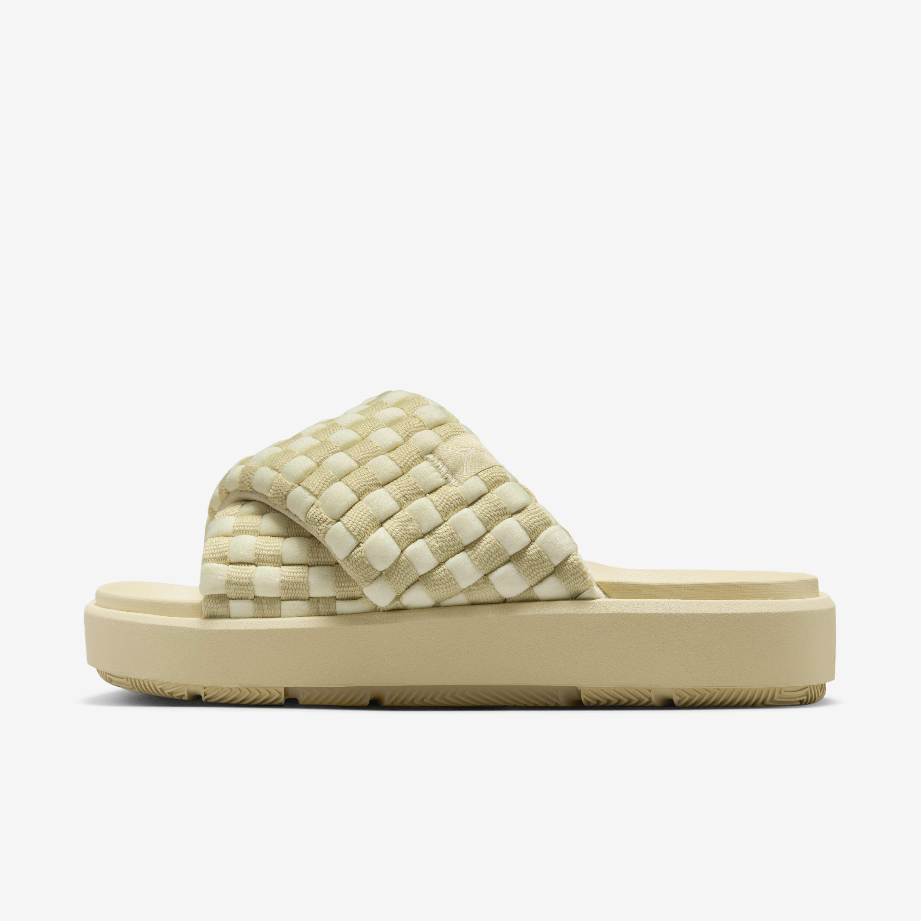 White and gold jordan slides discount