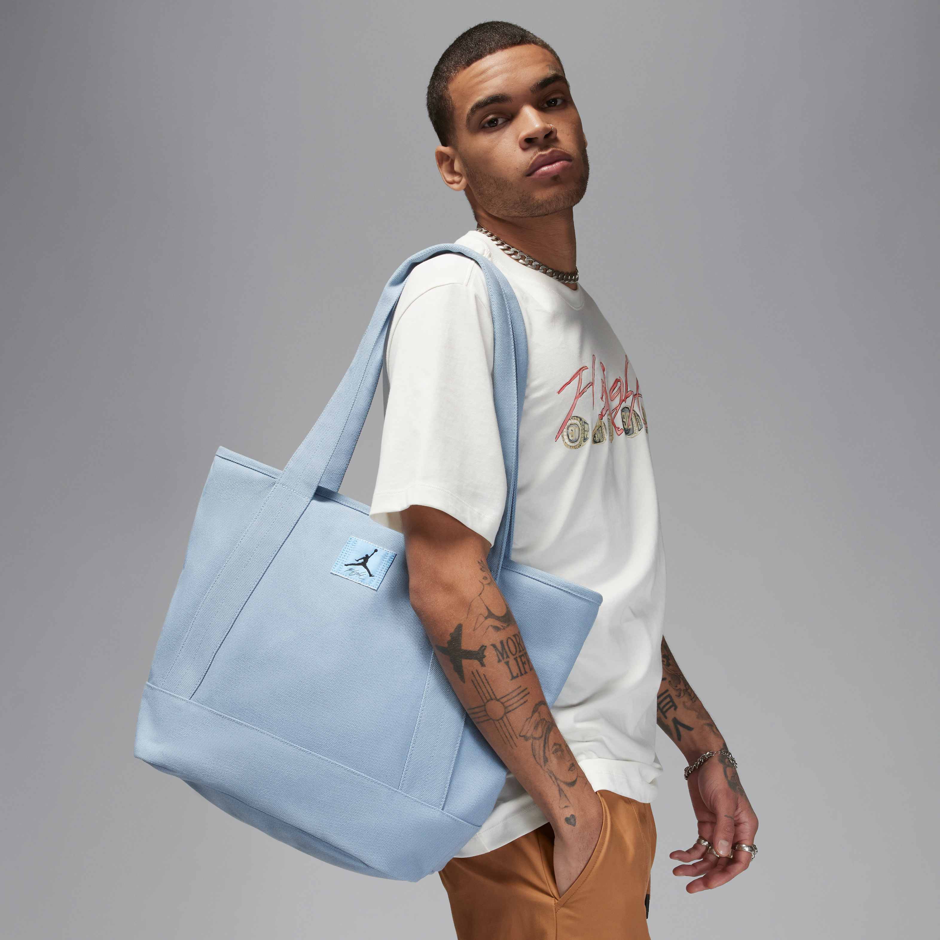 Buy Jordan Flight Holdall Tote Bag Tote Bag (25L) - Blue Grey