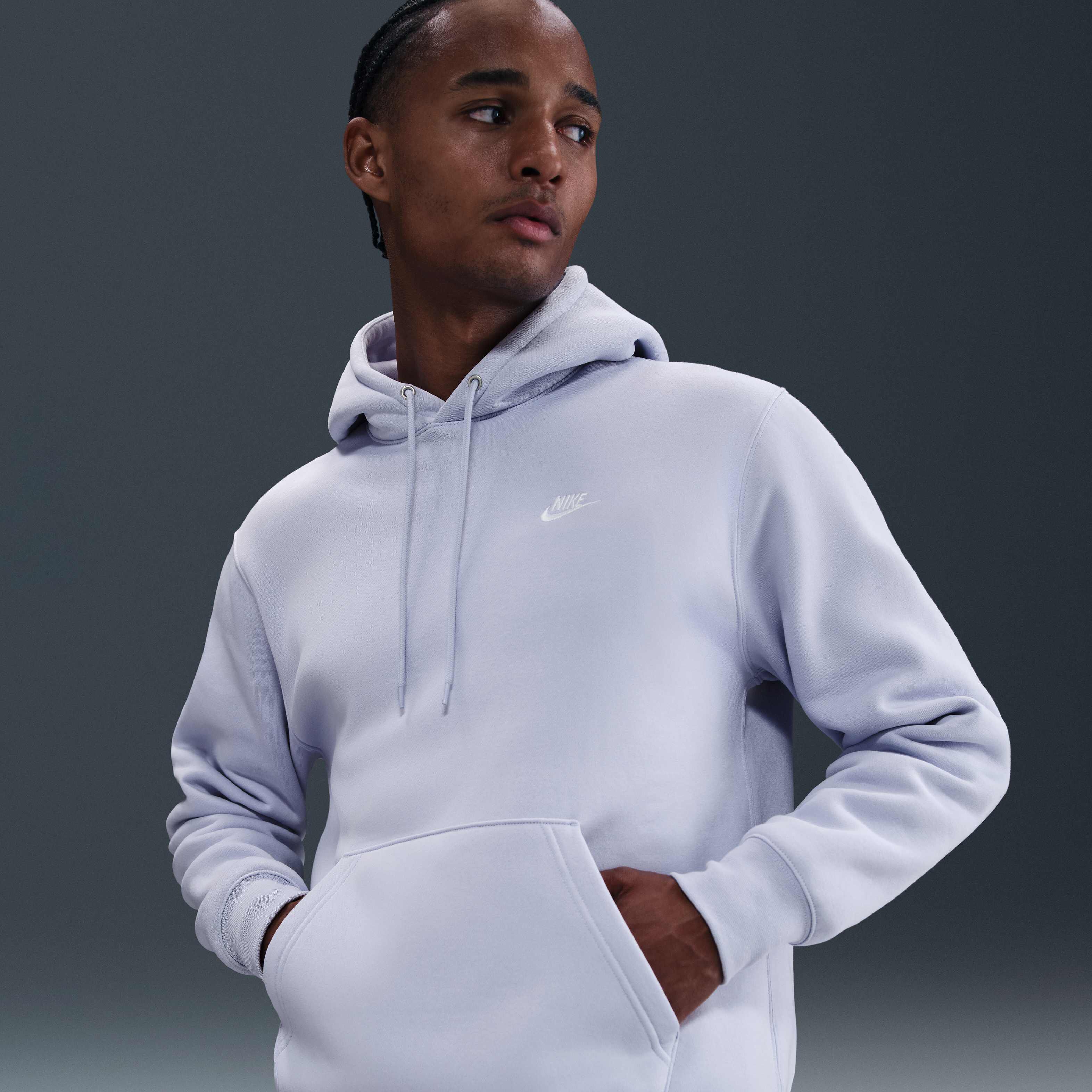 Buy Nike Club Men's Pullover Fleece Hoodie - Ghost/Ghost/White