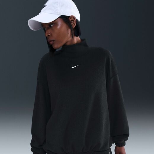 Women's Hoodies & Sweatshirts-Nike, Nike Sportswear Phoenix Plush, Women's Cosy Fleece Oversized Mock-Neck Top